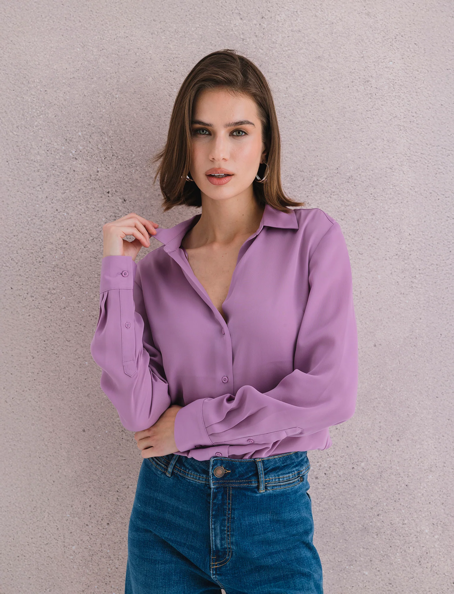 CAMICIA BASICA - Viola malva - Image 3