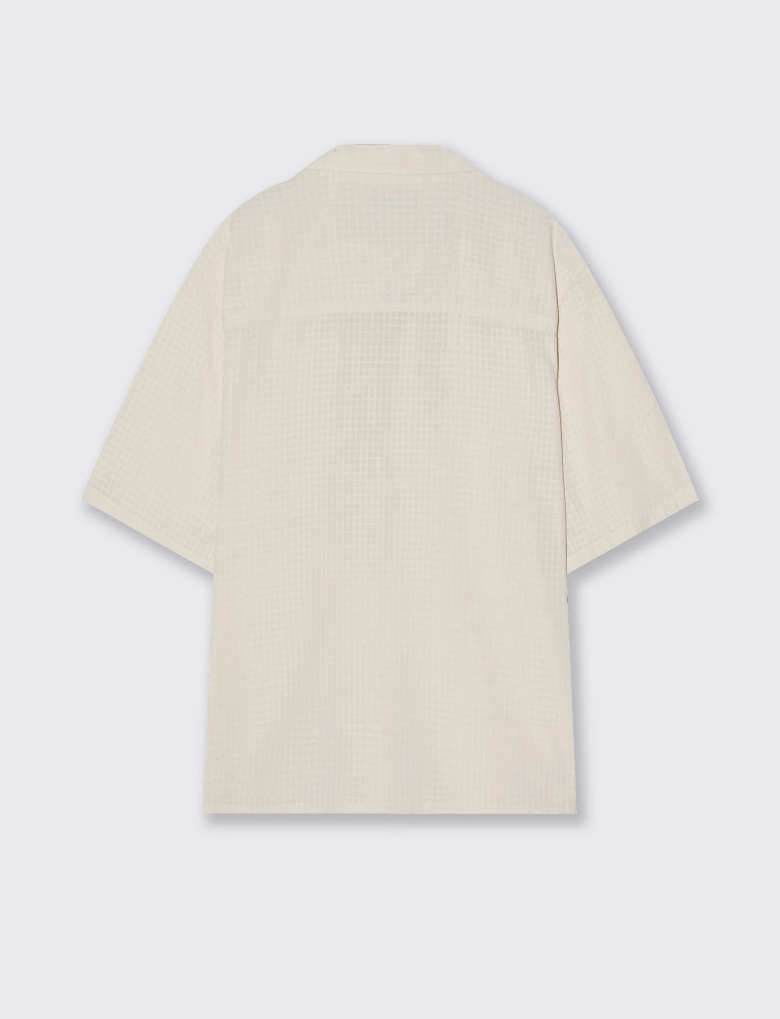 Camicia boxy fit a quadri in cotone - Beige ecru - Image 2