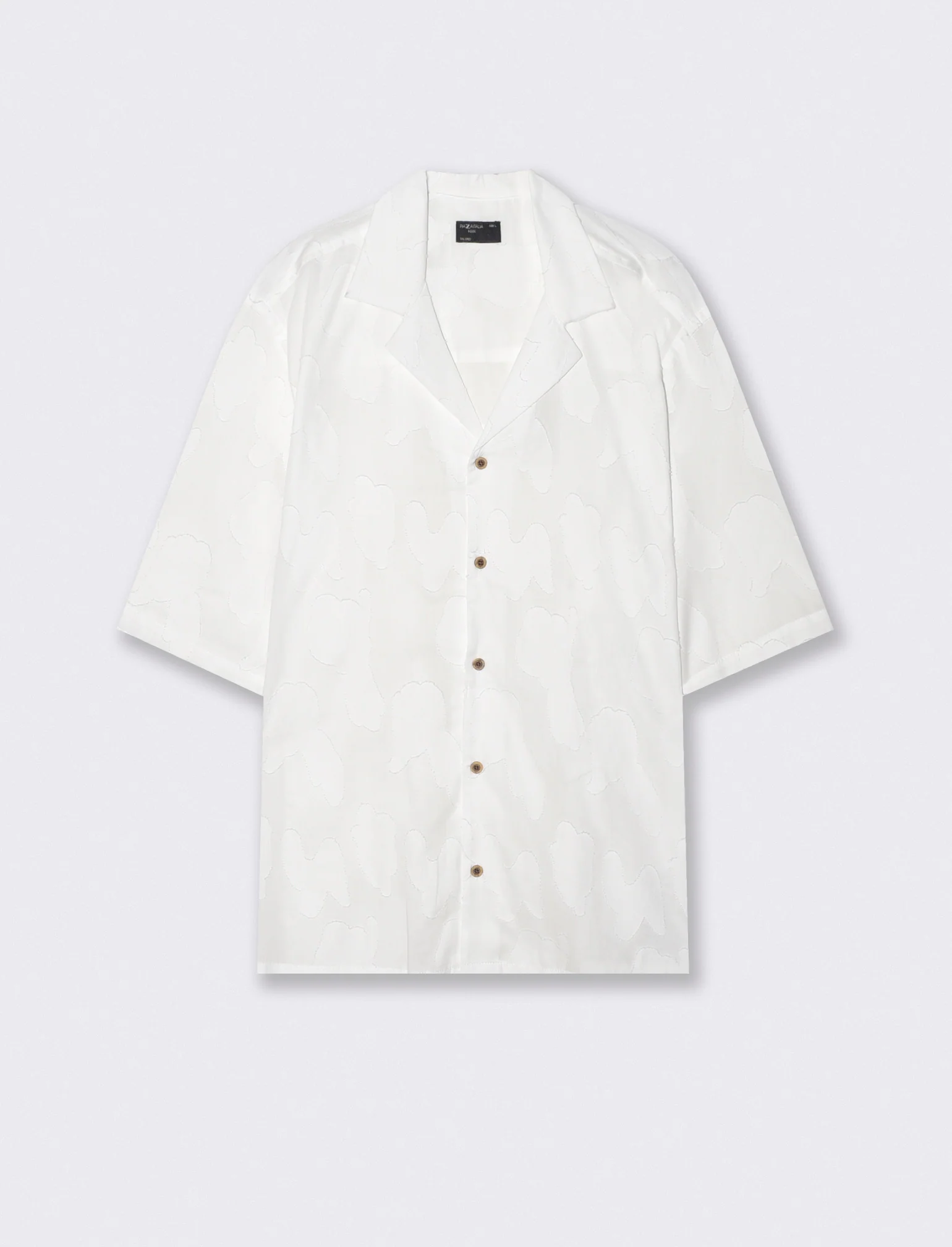 Camicia boxy fit con intarsio astratto - Bianco