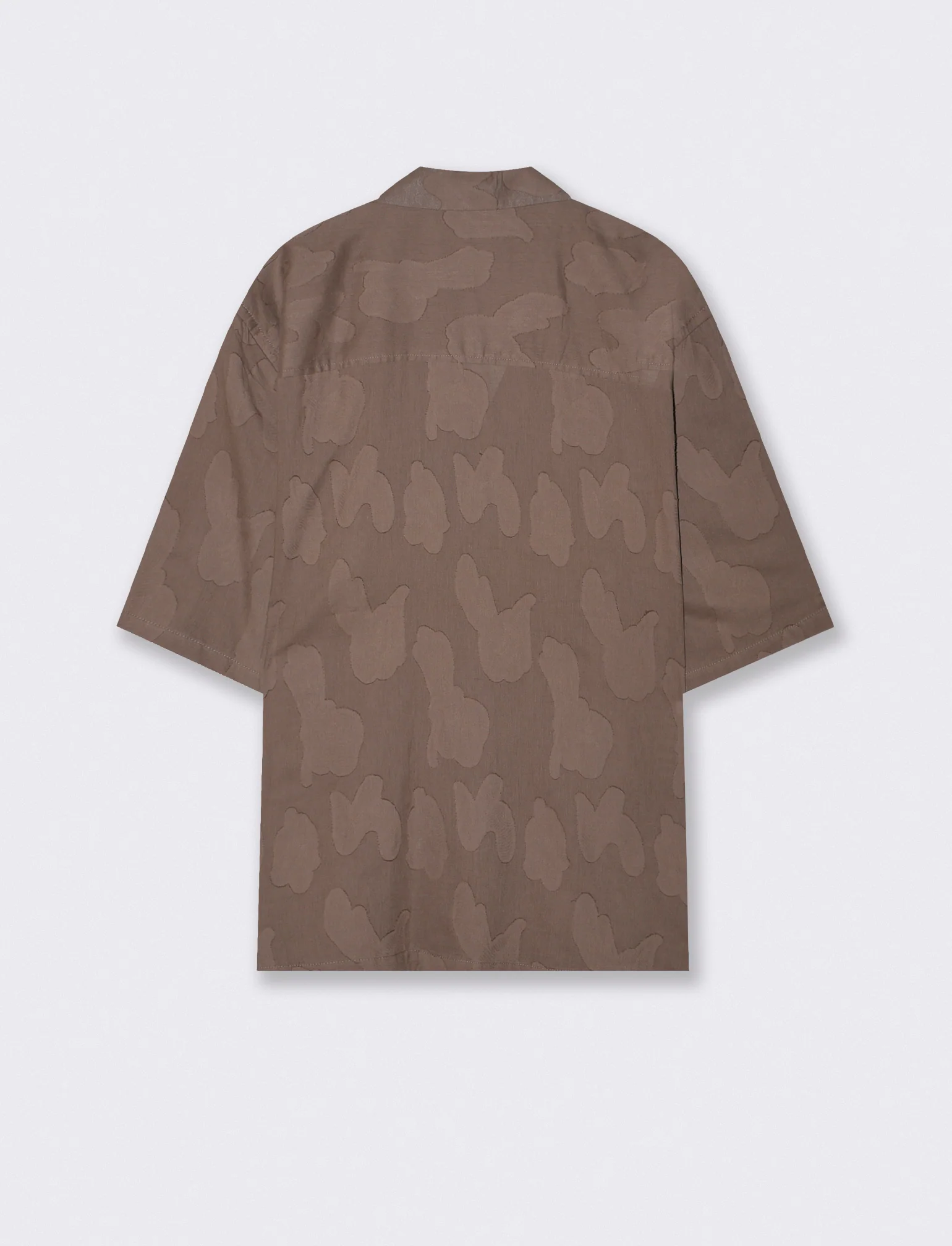 Camicia boxy fit con intarsio astratto - Grigio fango - Image 2
