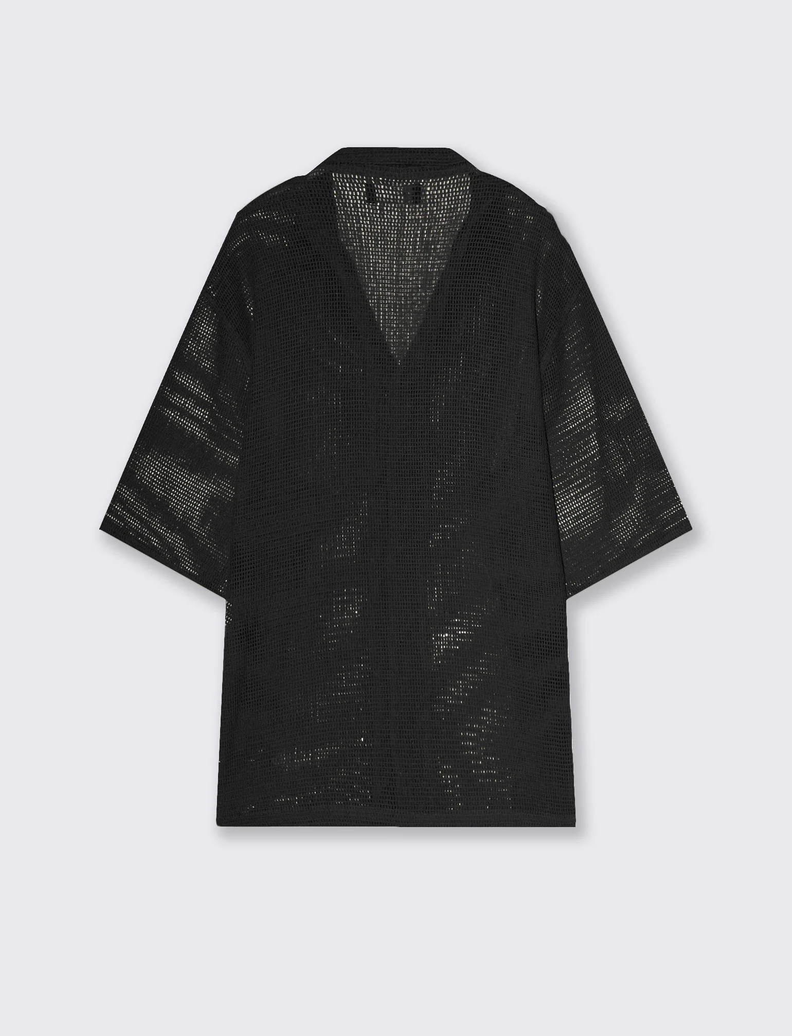 Camicia Boxy Fit Crochet Effetto Rete - Nero - Image 4