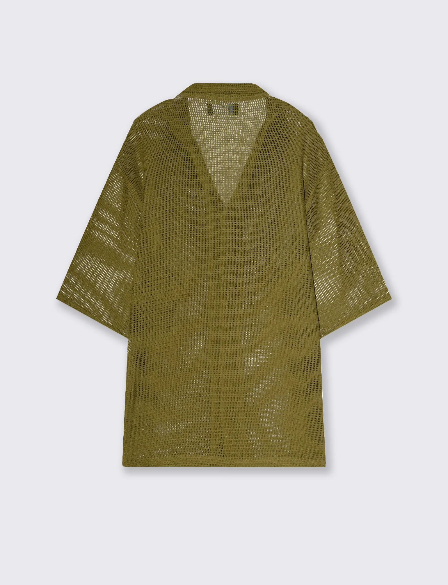 Camicia Boxy Fit Crochet Effetto Rete - Verde oliva - Image 4