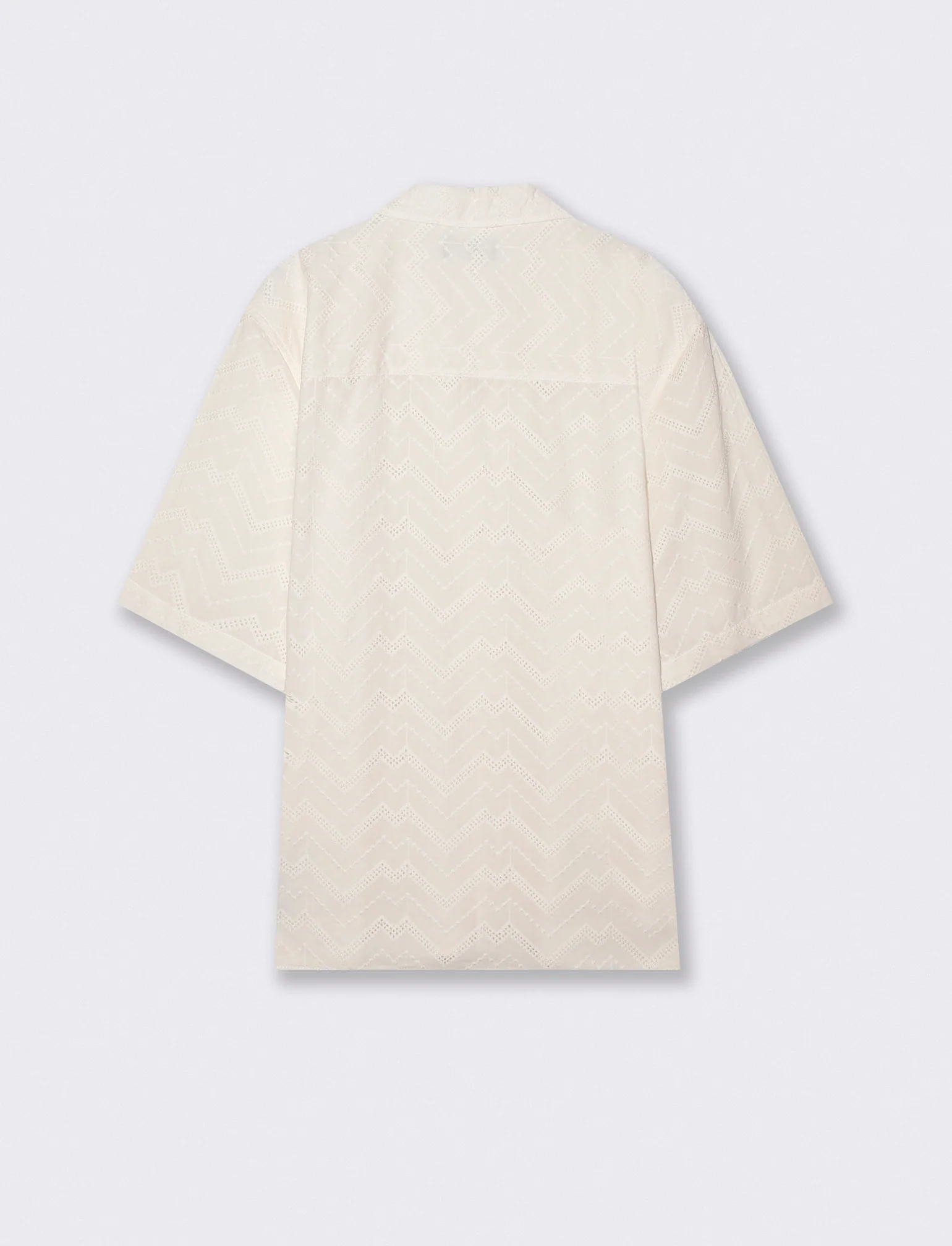 Camicia boxy fit effetto zig zag - Bianco - Image 2