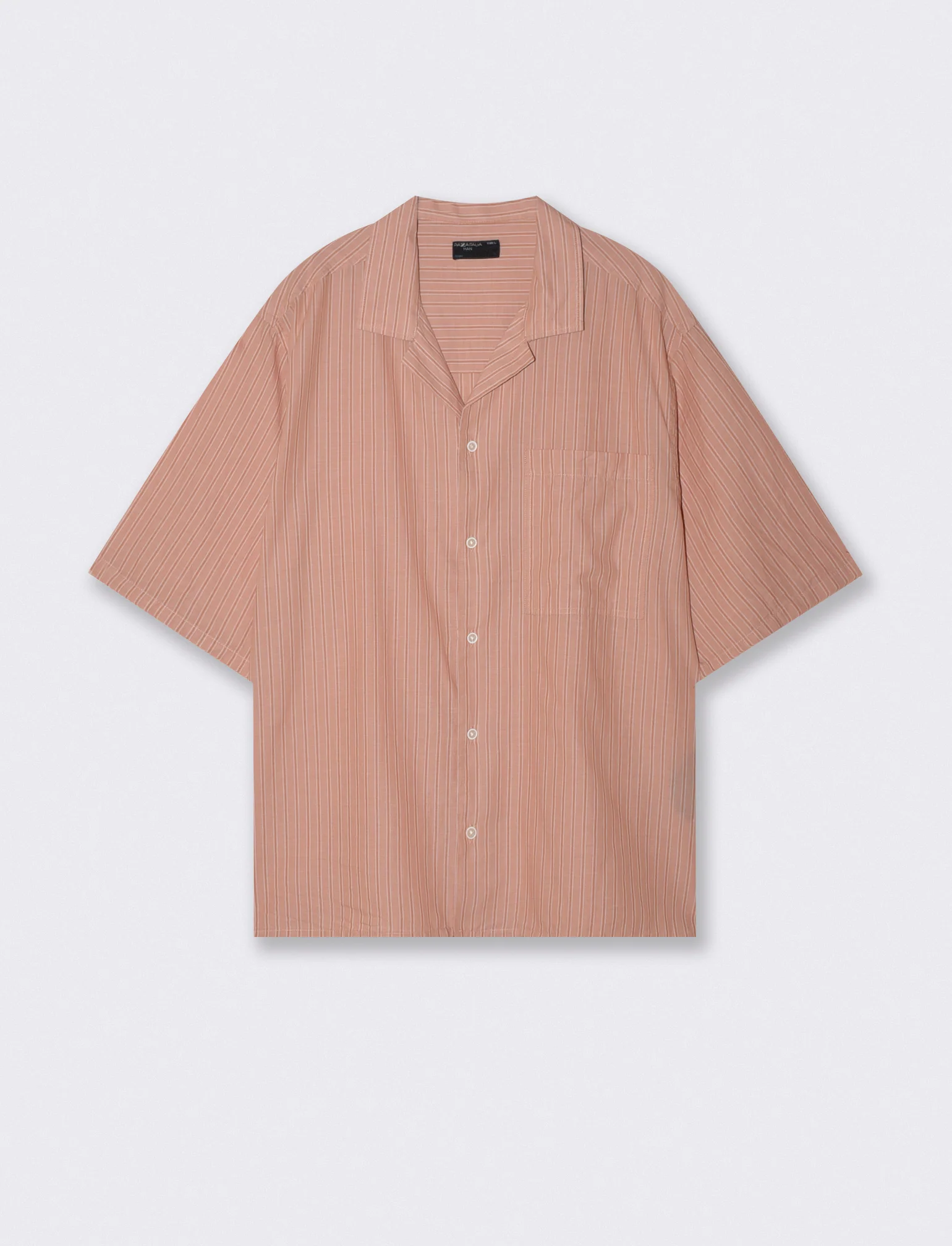 Camicia boxy fit in cotone a righe - Rosa salmone - Image 4