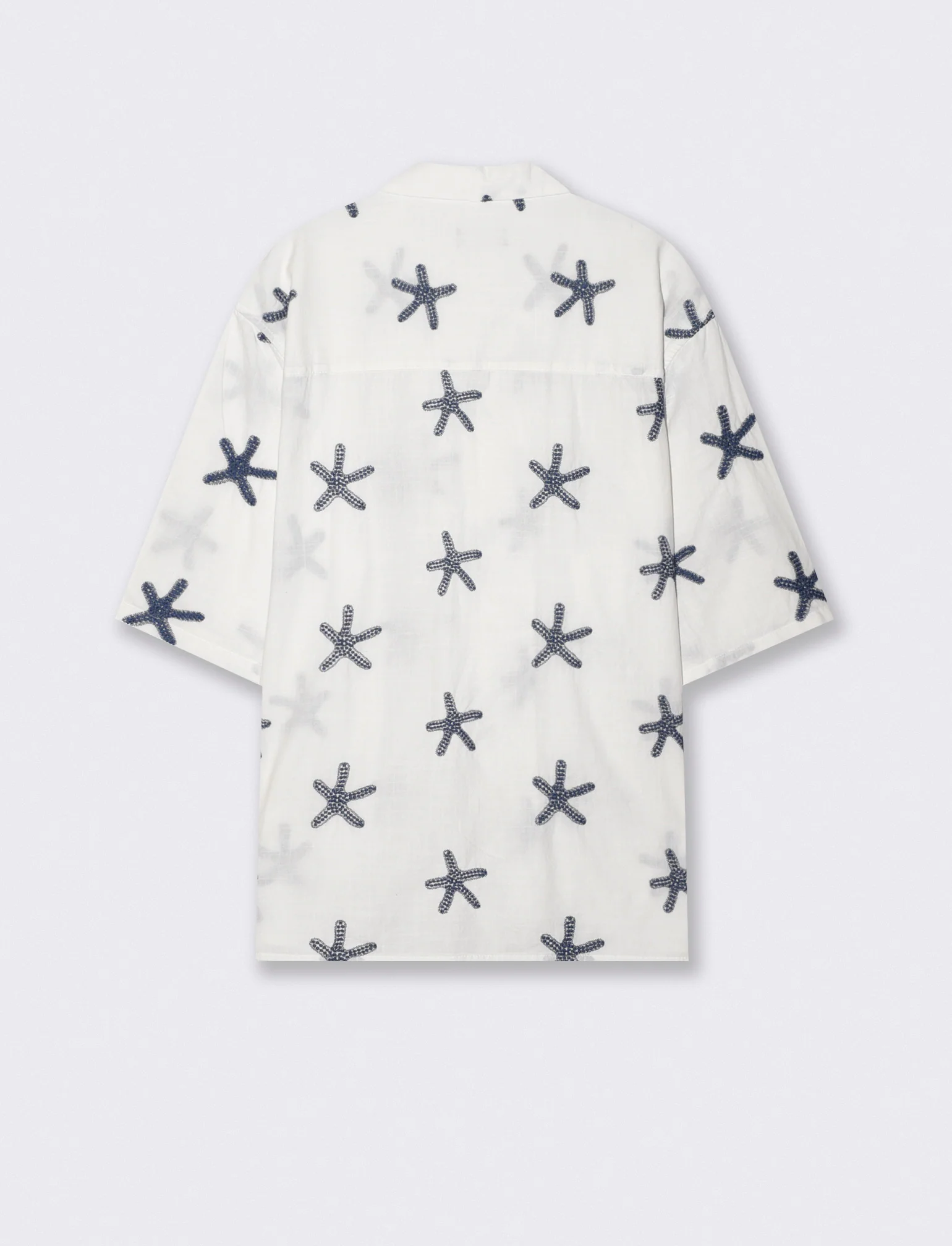 Camicia boxy fit in cotone ricamato - Bianco - Image 2