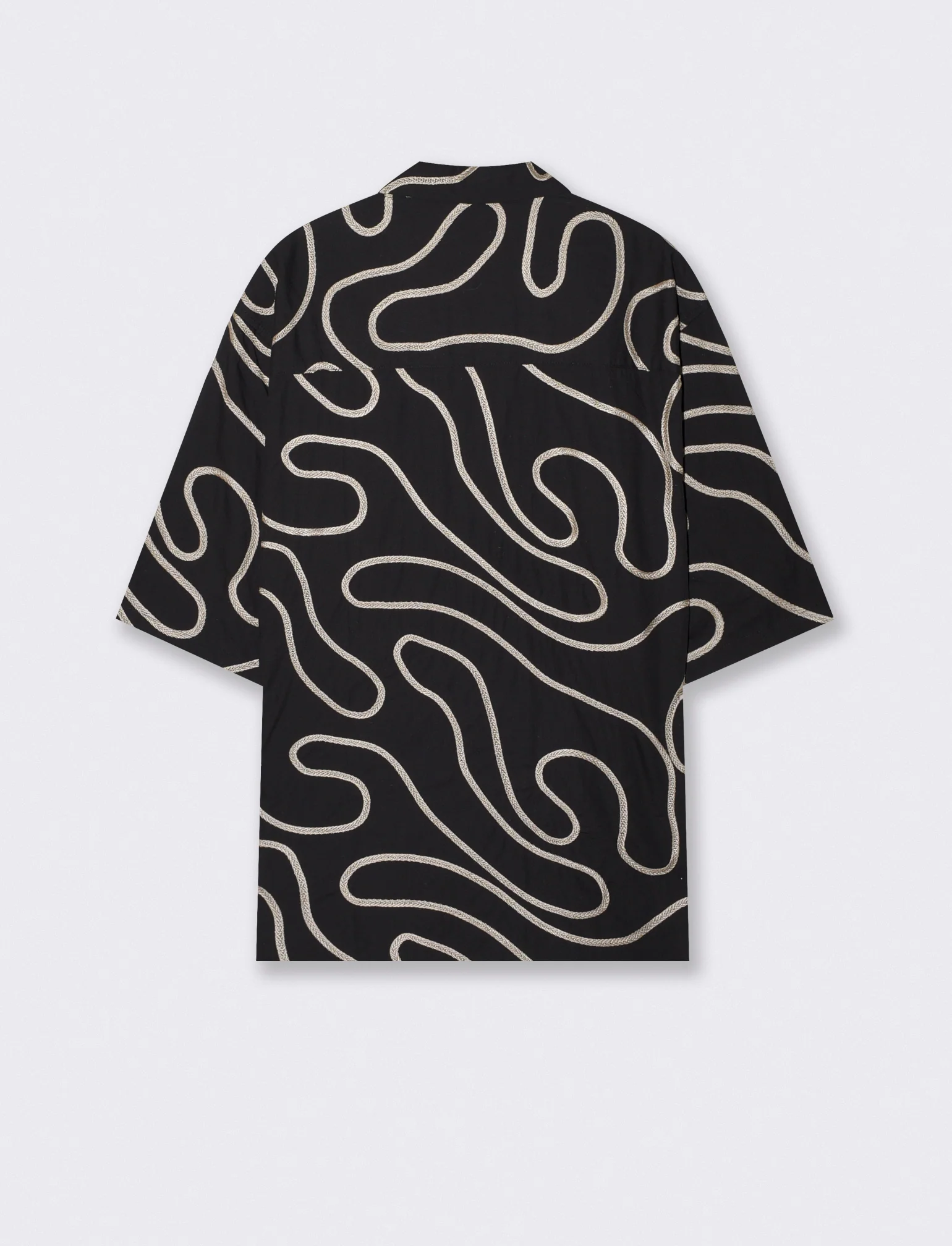 Camicia boxy fit in cotone ricamato - Nero - Image 2