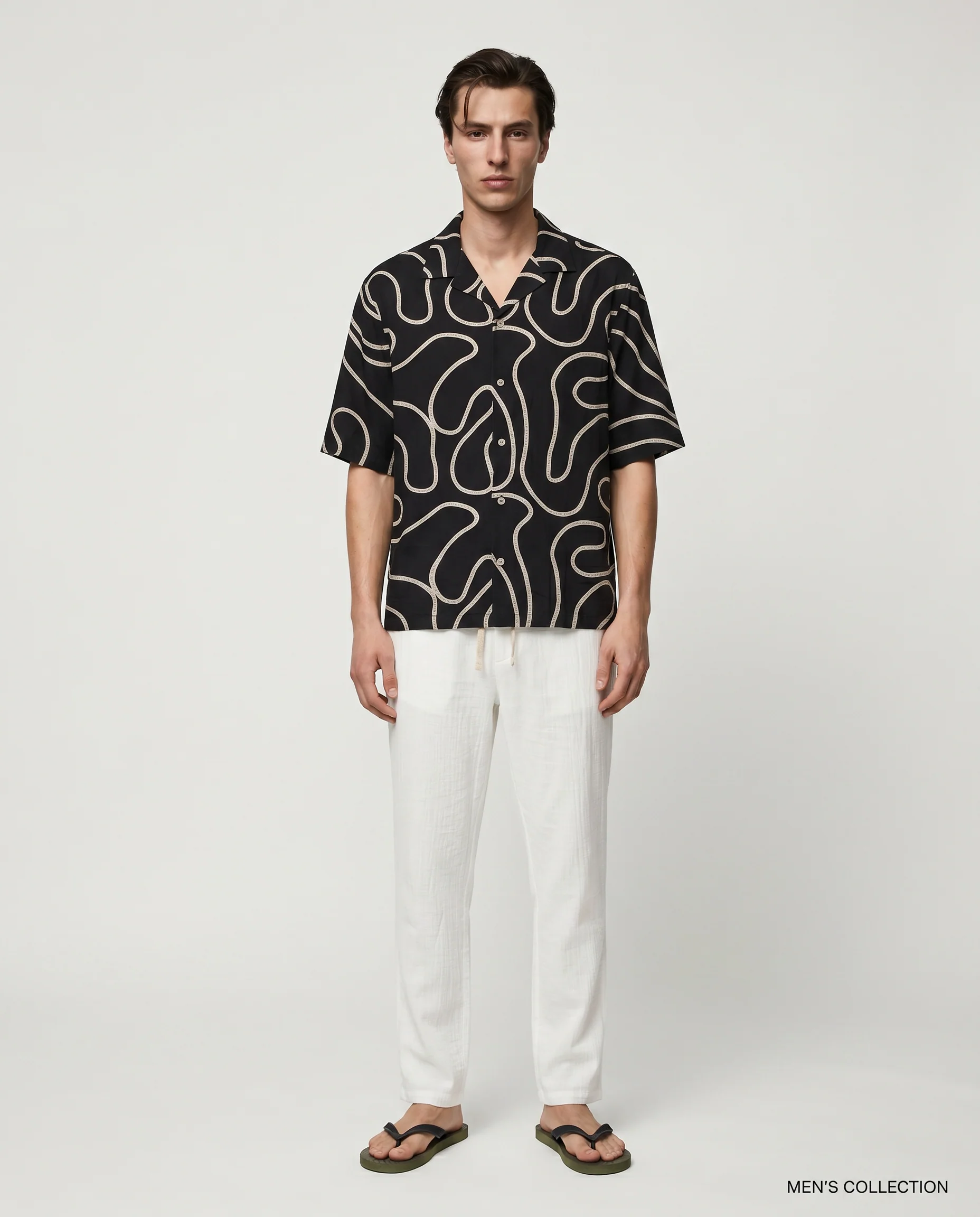 Camicia boxy fit in cotone ricamato - Nero - Image 3