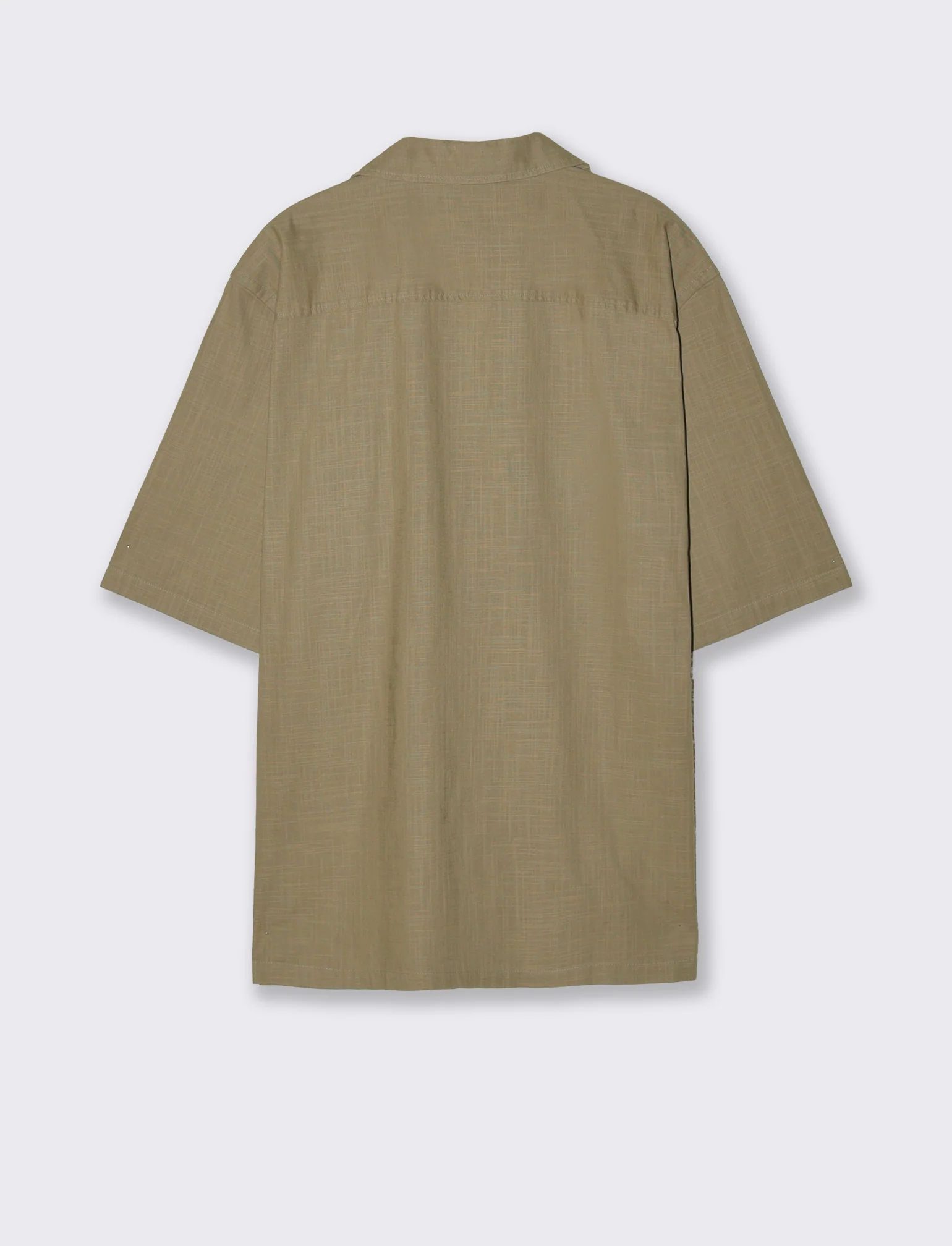 Camicia boxy fit in cotone slub - Verde kaki - Image 2