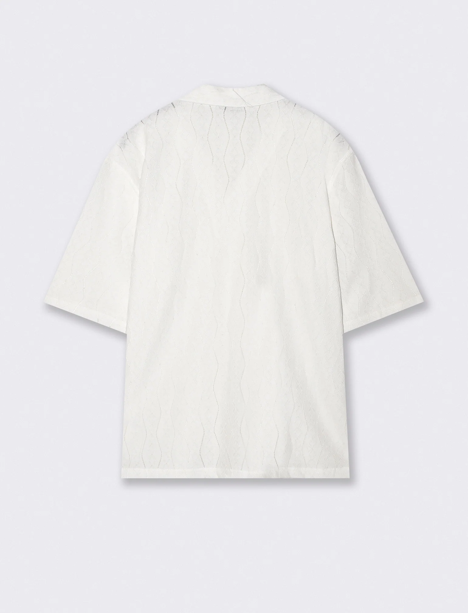 Camicia boxy fit in jacquard di cotone - Bianco - Image 2
