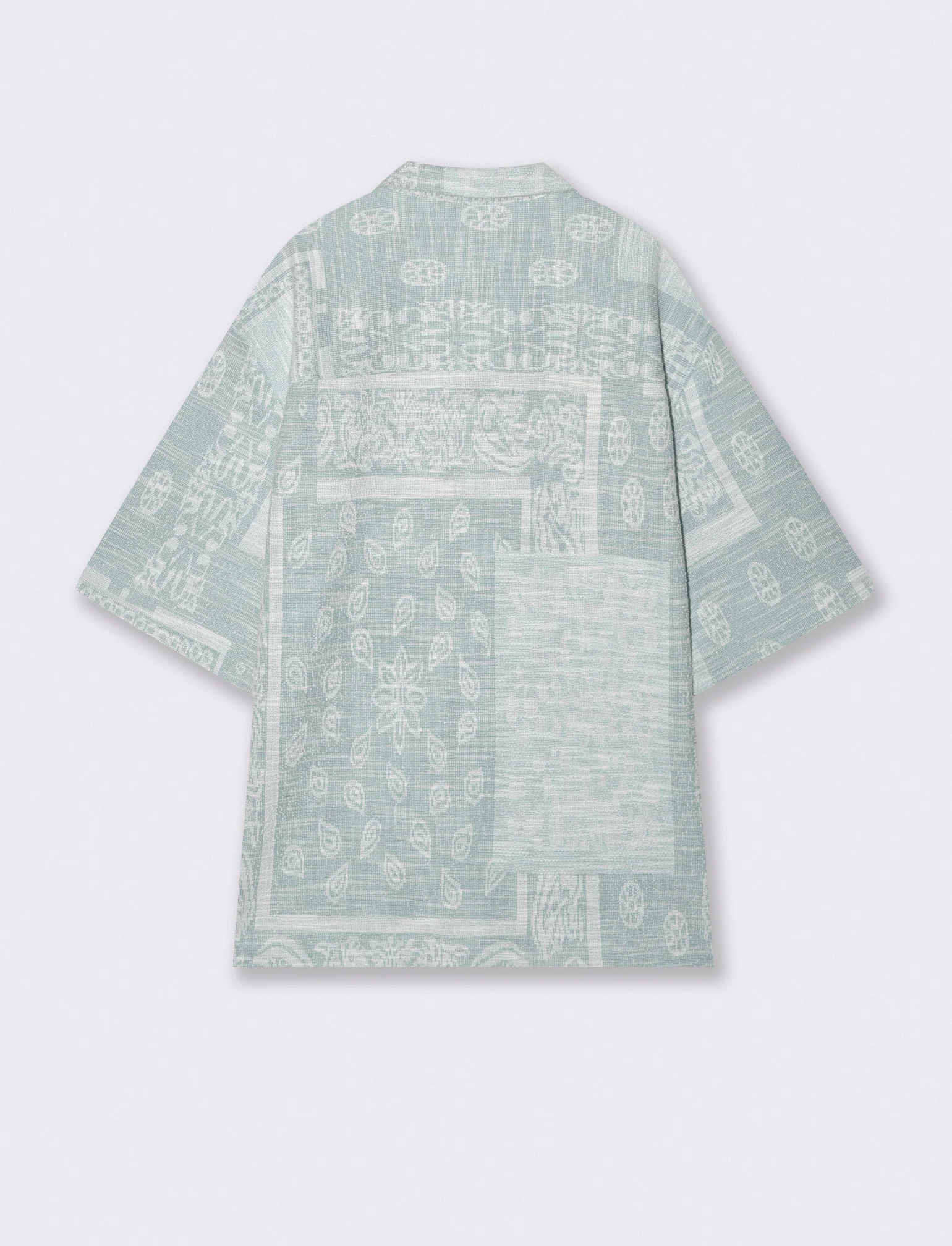 Camicia Boxy Fit in Misto Cotone Fantasia - Verde - Image 2