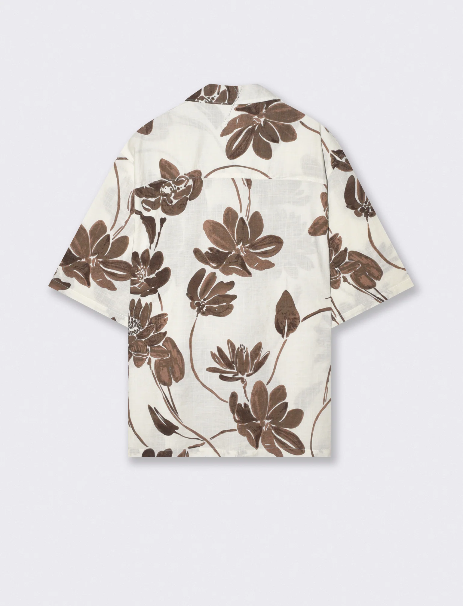 Camicia boxy fit in misto cotone slub - Beige - Image 2