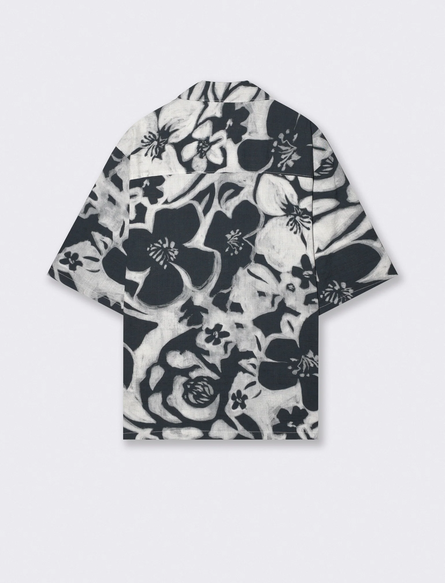 Camicia boxy fit in misto cotone slub - Nero - Image 2