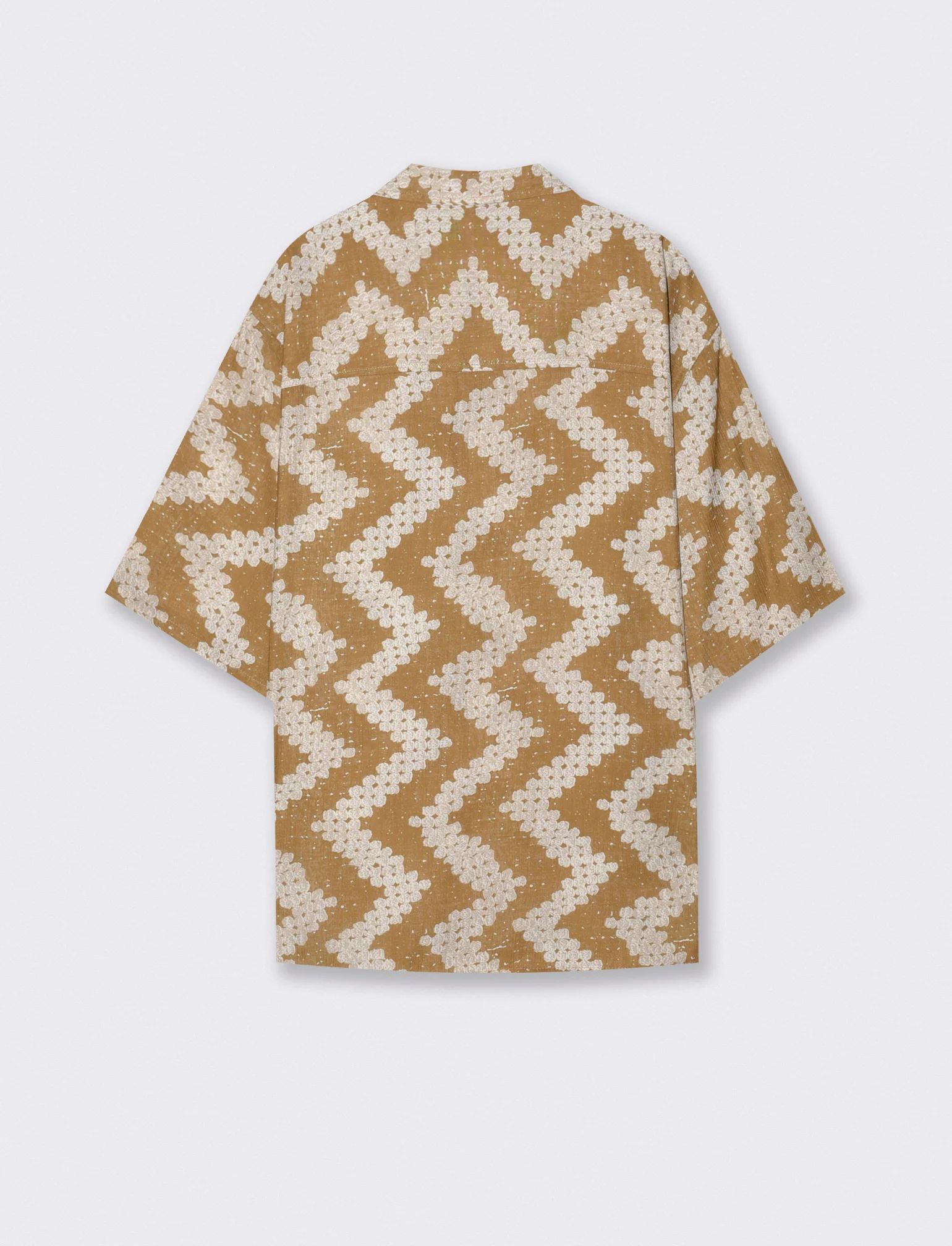 Camicia boxy fit in tessuto goffrato - Cammello - Image 2