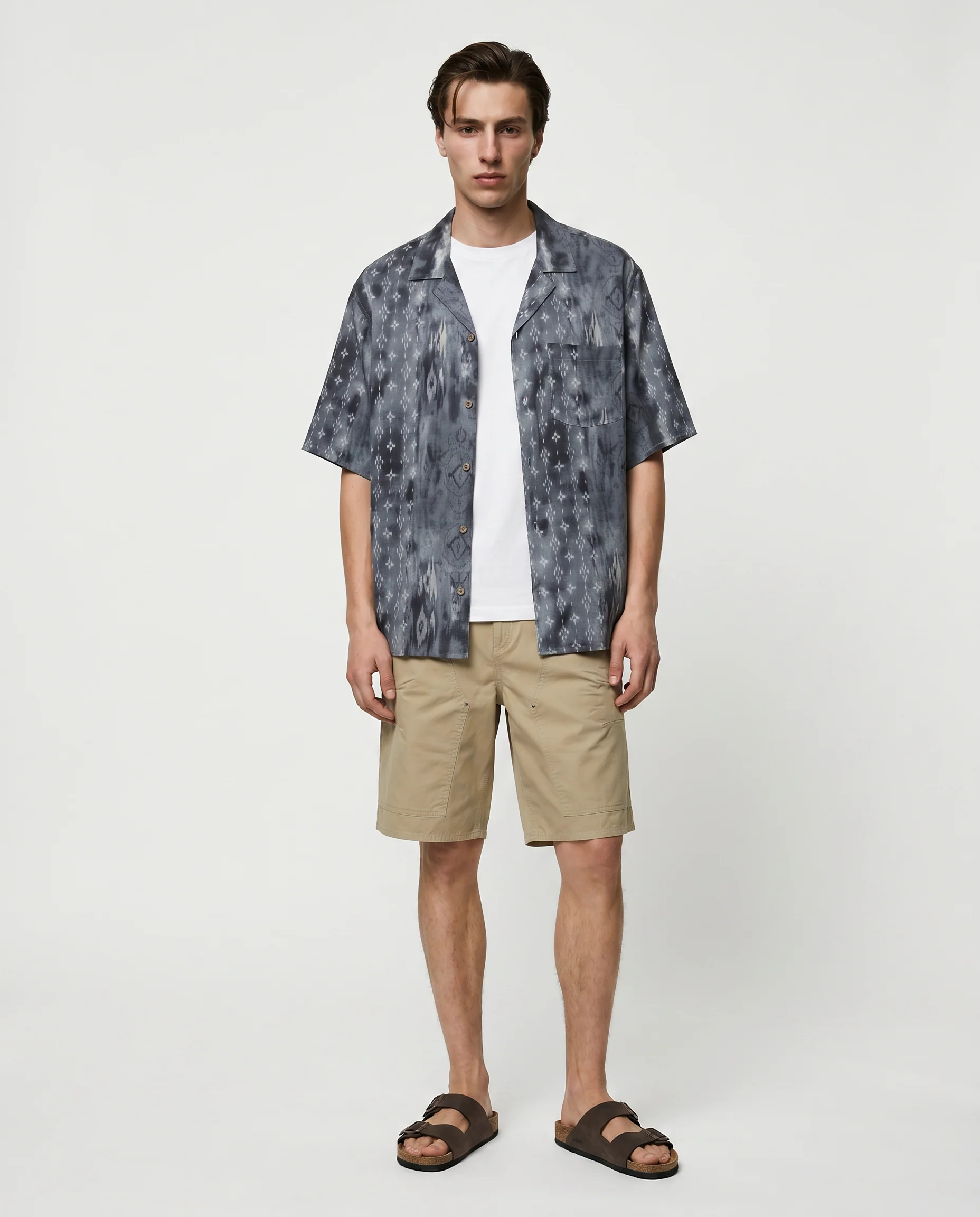 Camicia boxy fit in tessuto goffrato - Grigio - Image 4