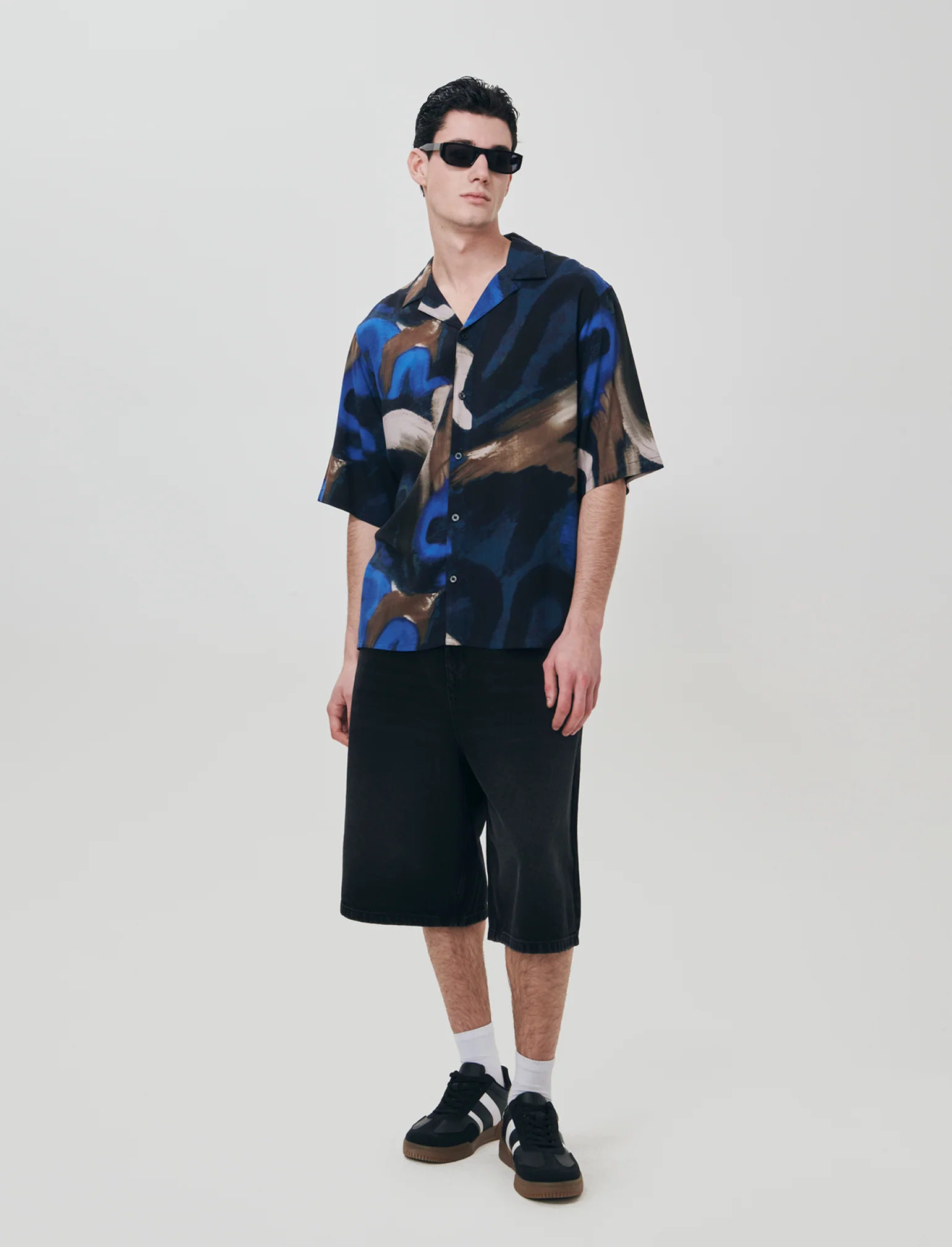 Camicia boxy fit in viscosa fantasia - Bluette - Image 3