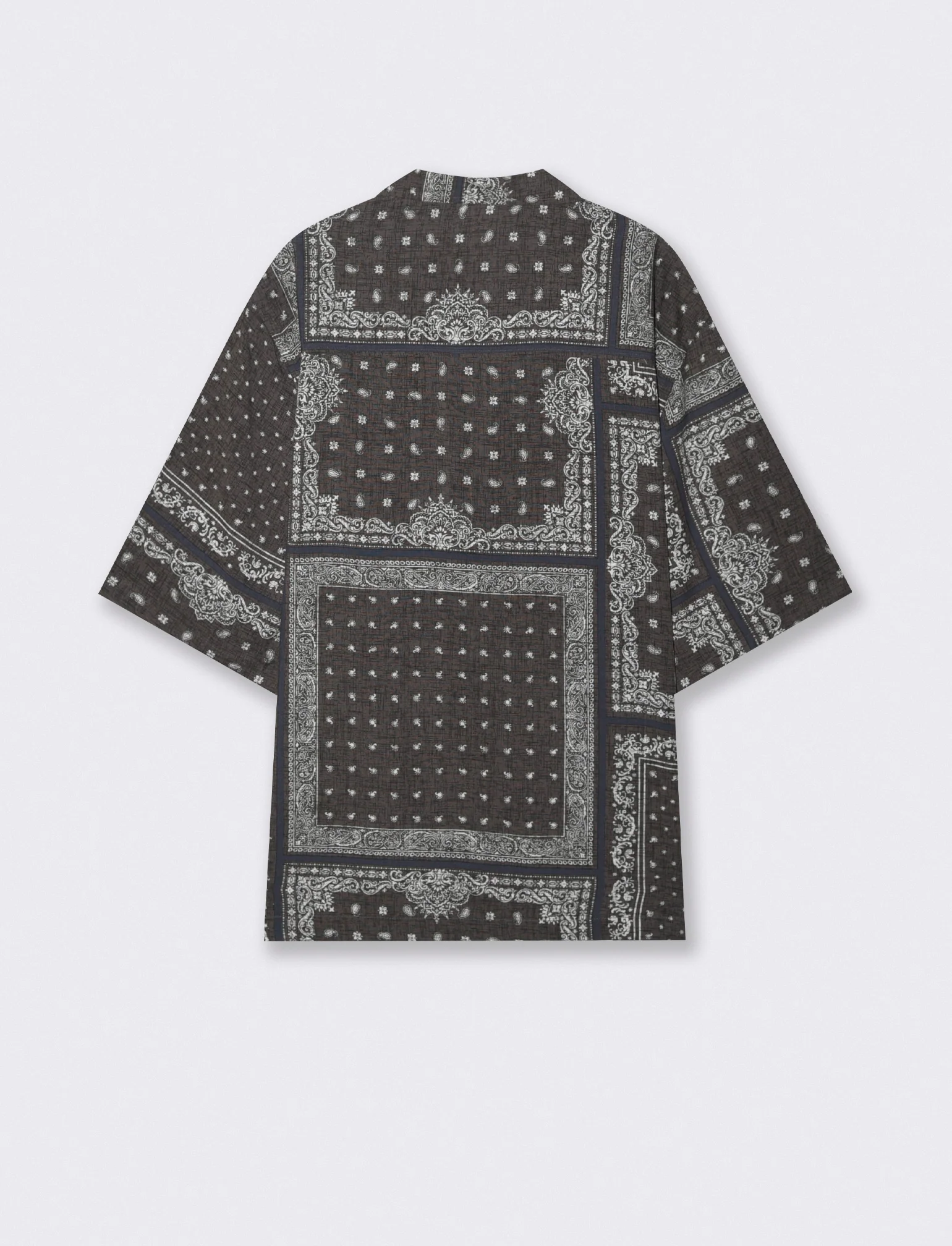 Camicia boxy fit in viscosa paisley patchwork - Grigio - Image 2