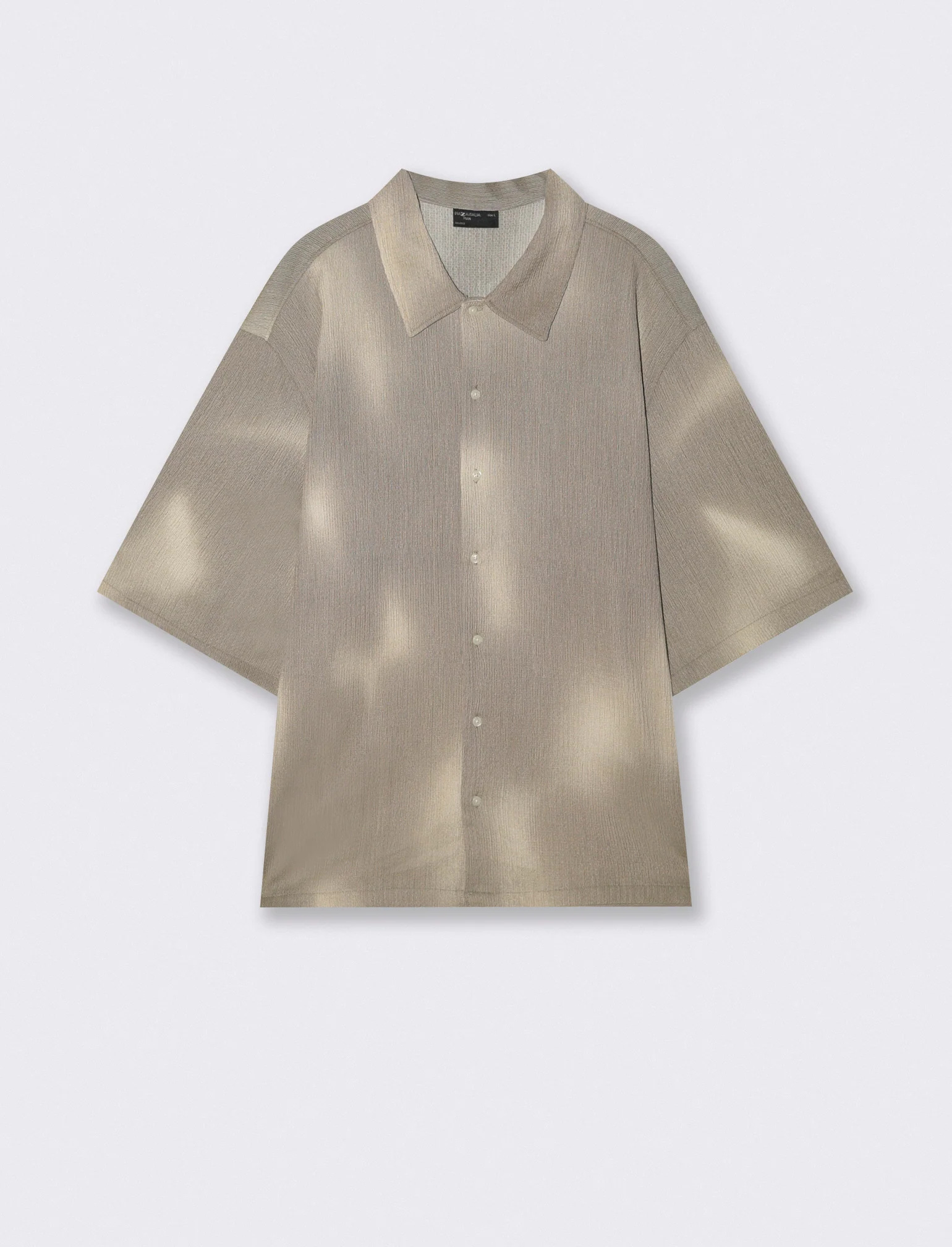 Camicia boxy fit jacquard astratto - Grigio fango - Image 4