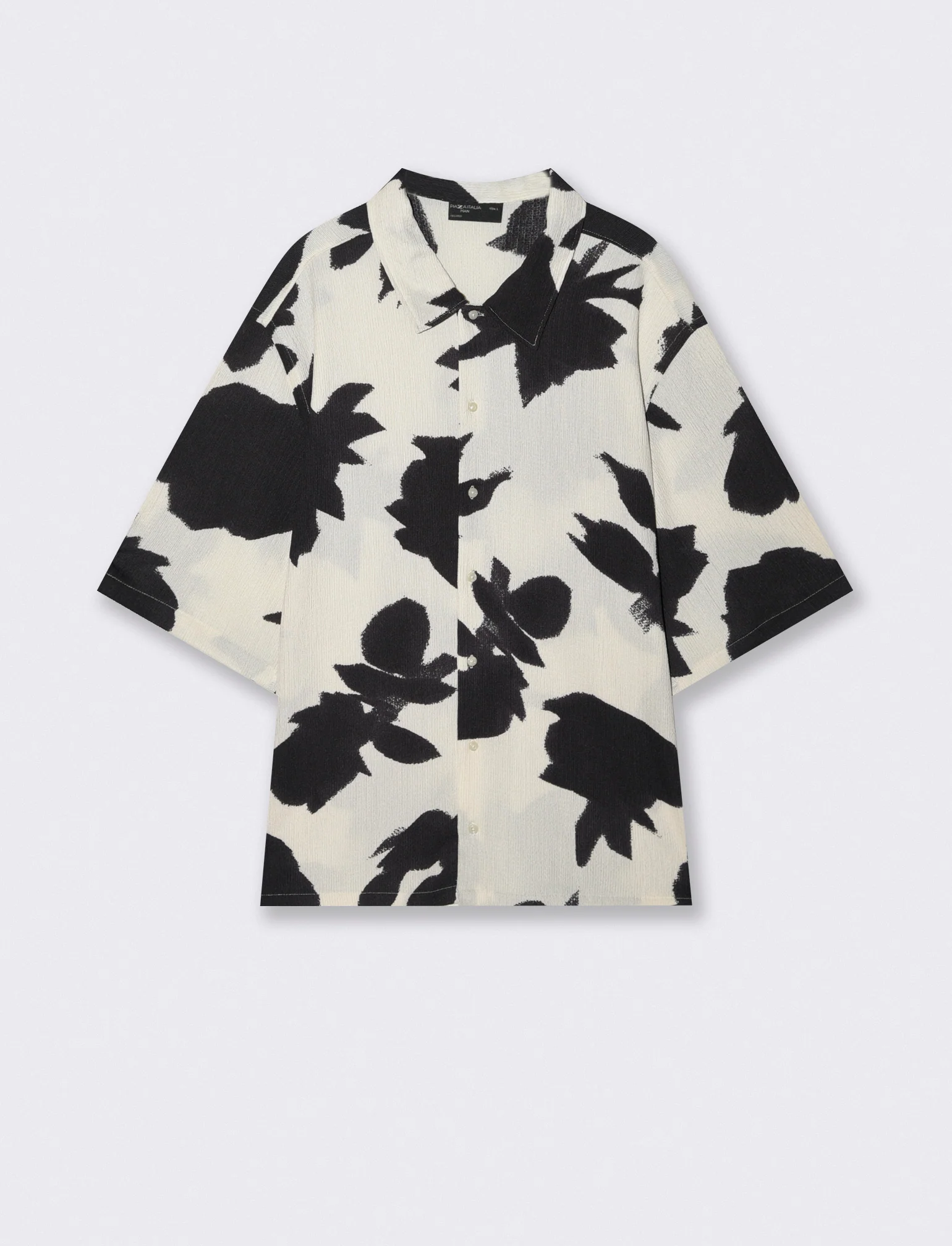Camicia boxy fit jacquard astratto - Nero
