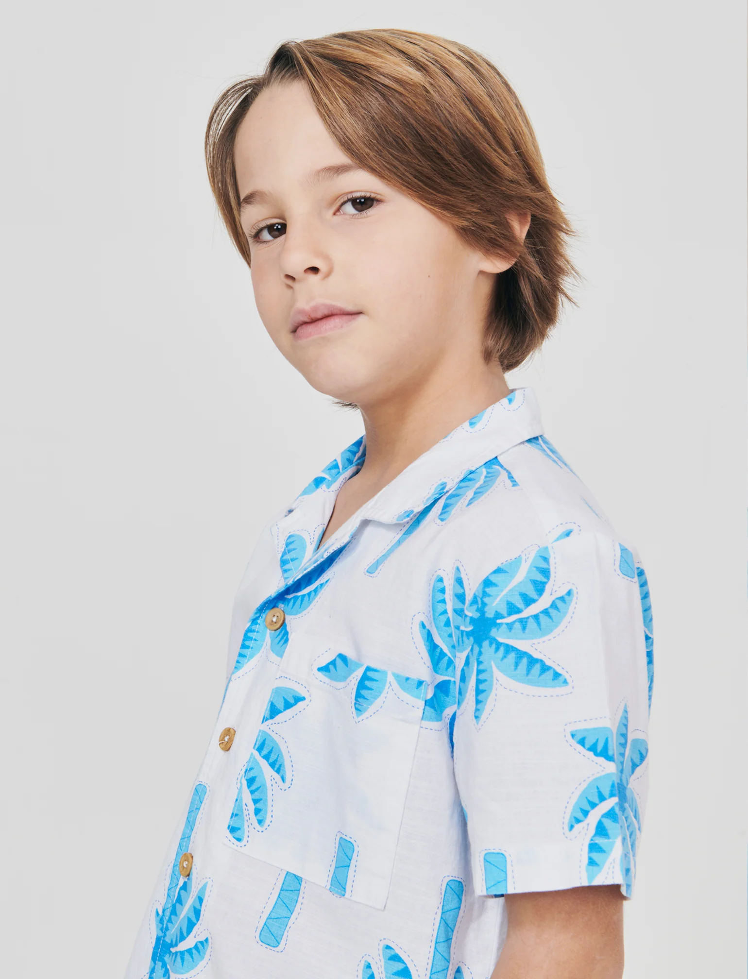 Camicia collo coreana in misto lino - Fantasia - Image 3