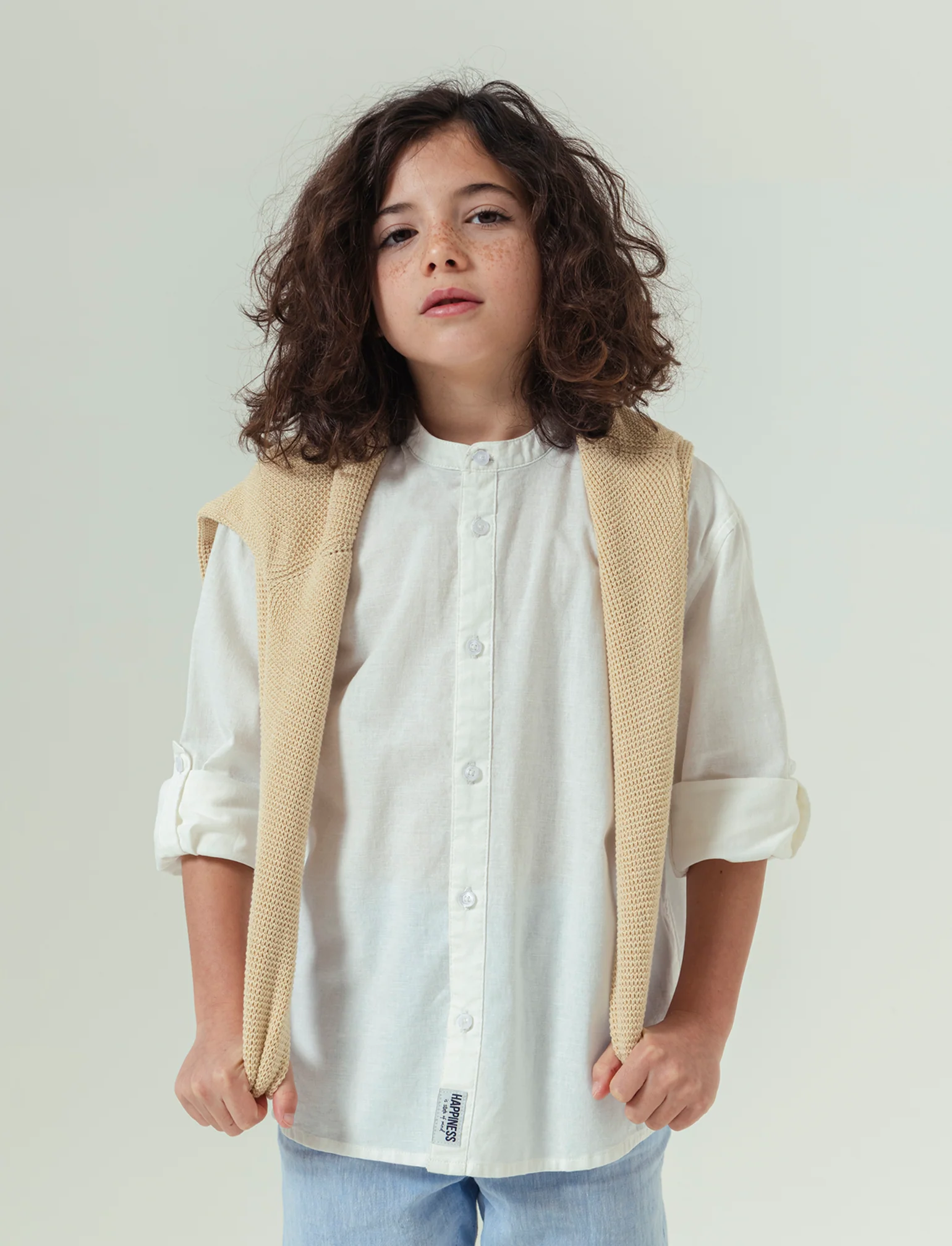 Camicia collo coreano da bambino - Bianco latte - Image 2