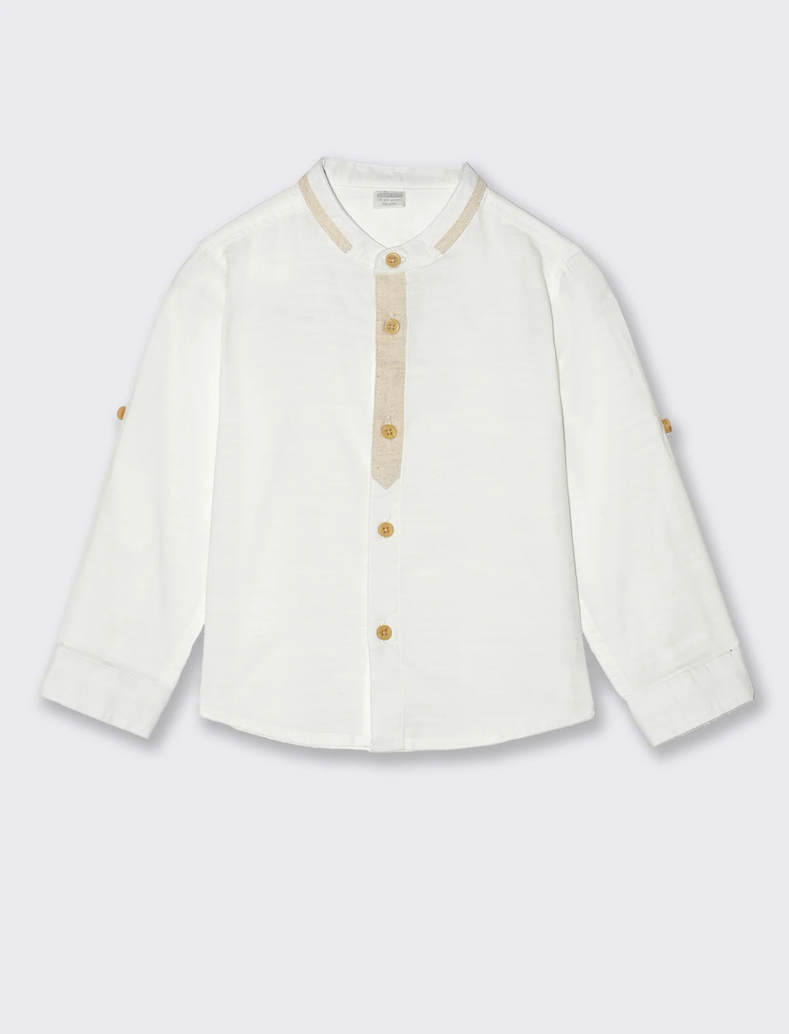 Camicia con abbottonatura a contrasto da neonato - Bianco latte - Image 3