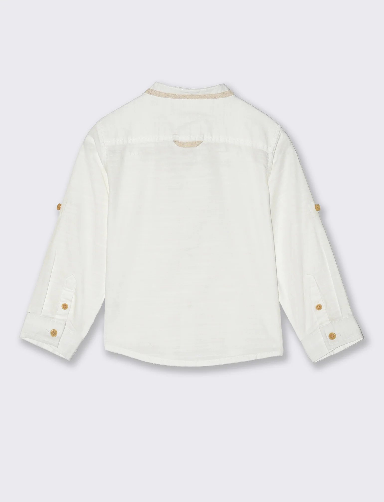 Camicia con abbottonatura a contrasto da neonato - Bianco latte - Image 4