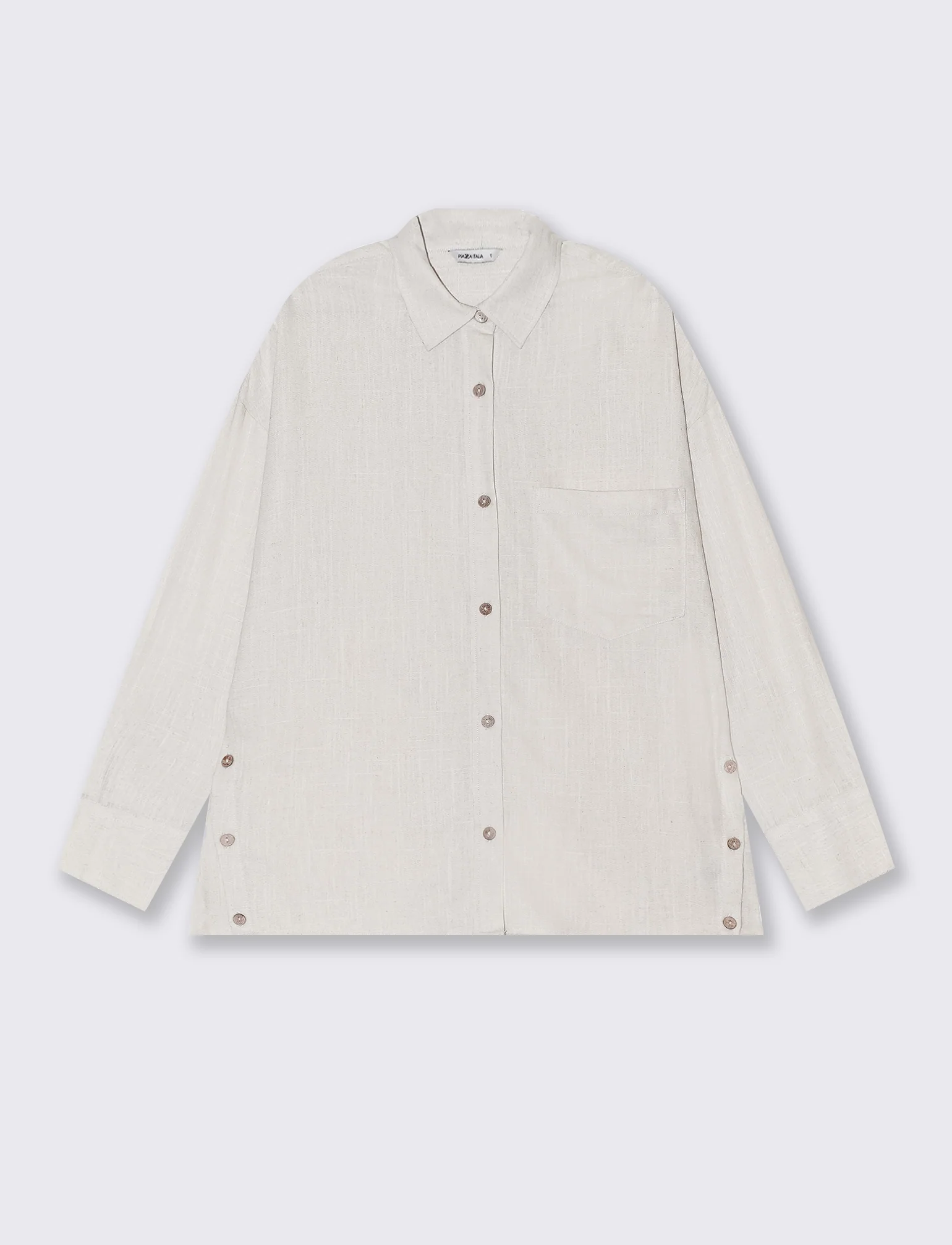 Camicia con bottoni al fondo da donna - Beige corda - Image 4