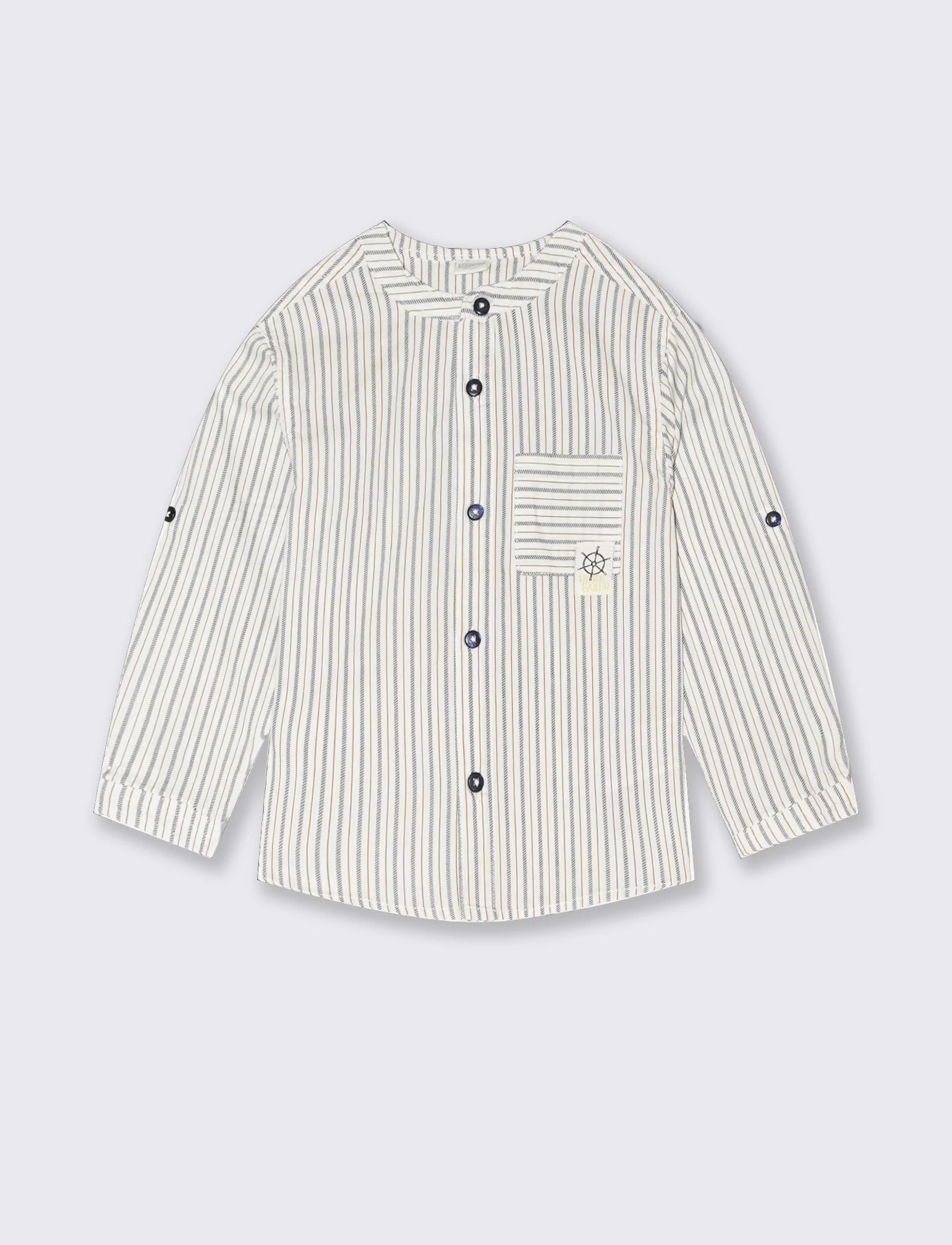 Camicia con colletto alla coreana da neonato - Righe - Image 2