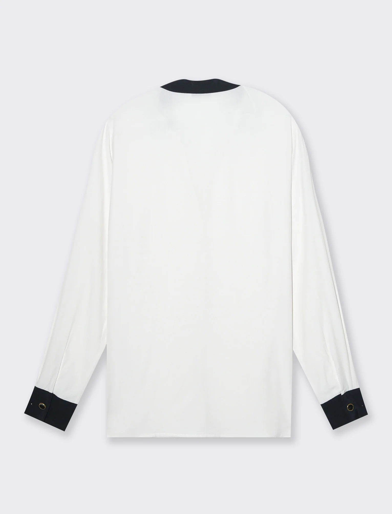 Camicia con colletto e polsi a contrasto da donna - Avorio - Image 2