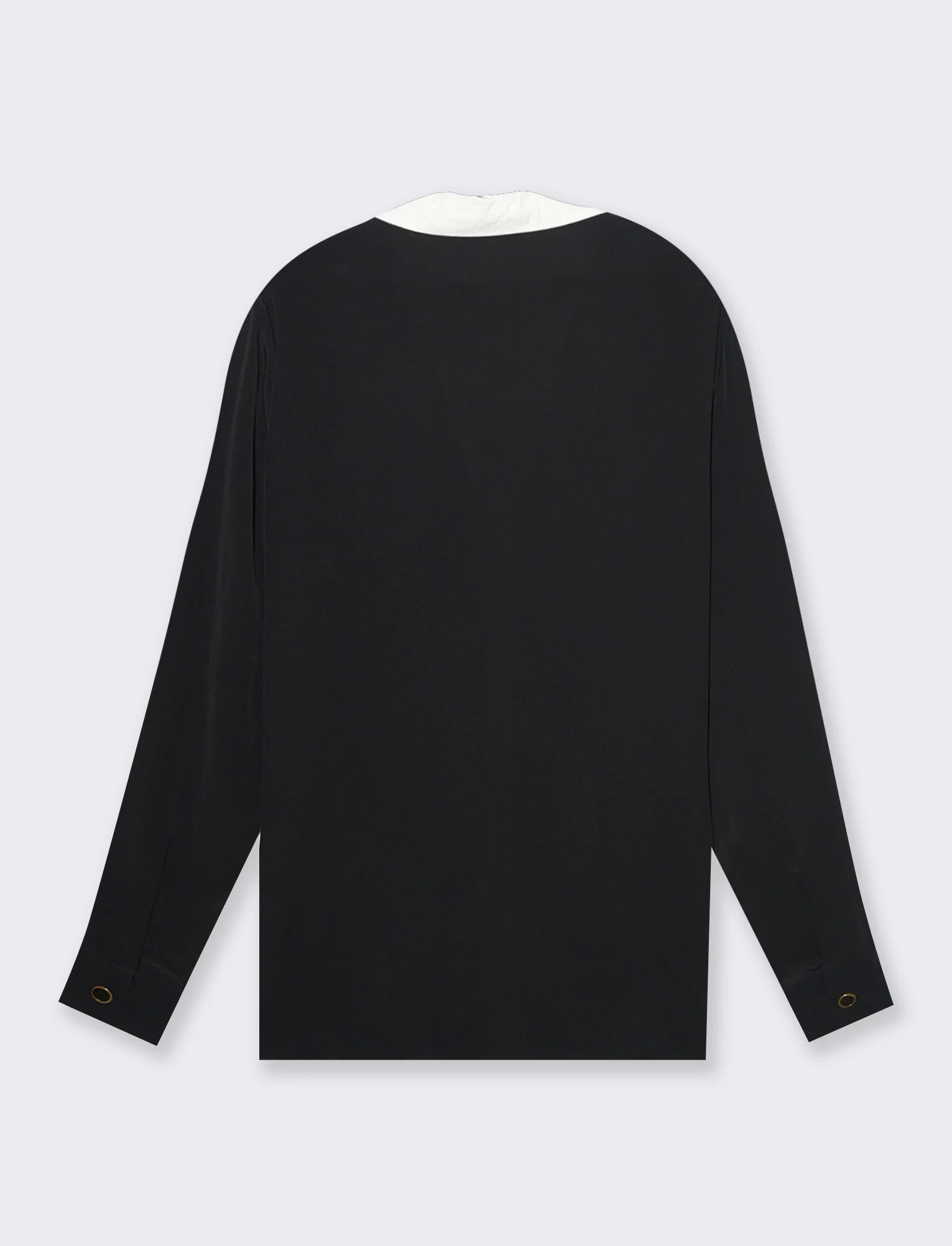 Camicia con colletto e polsi a contrasto da donna - Nero - Image 2