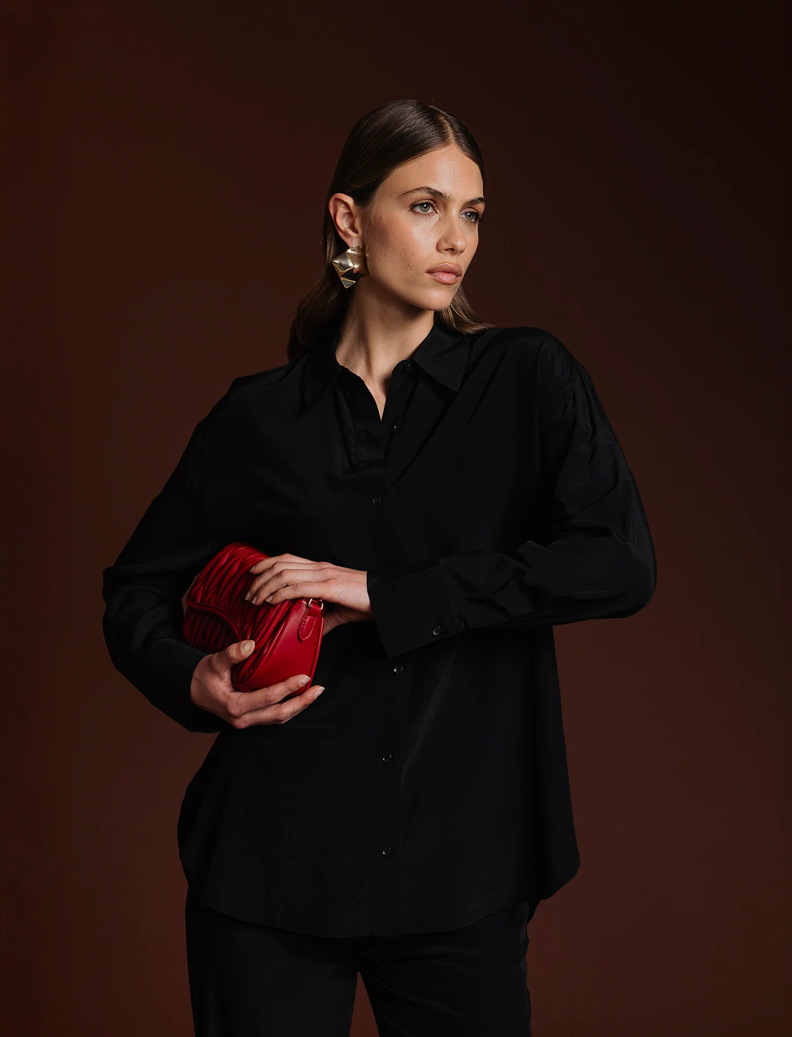 CAMICIA CON DOPPIO BOTTONE AL POLSO - Nero - Image 3
