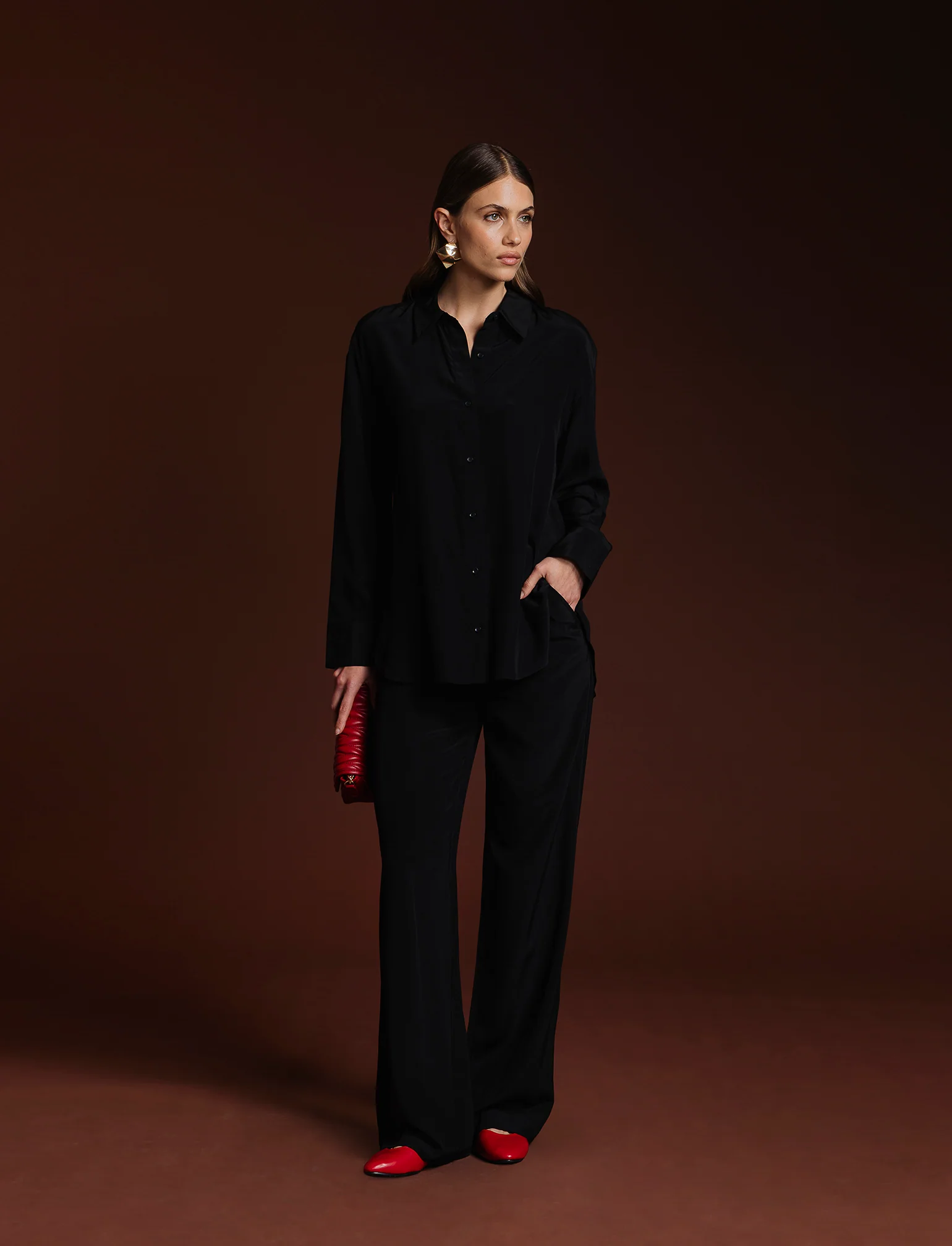 CAMICIA CON DOPPIO BOTTONE AL POLSO - Nero - Image 5