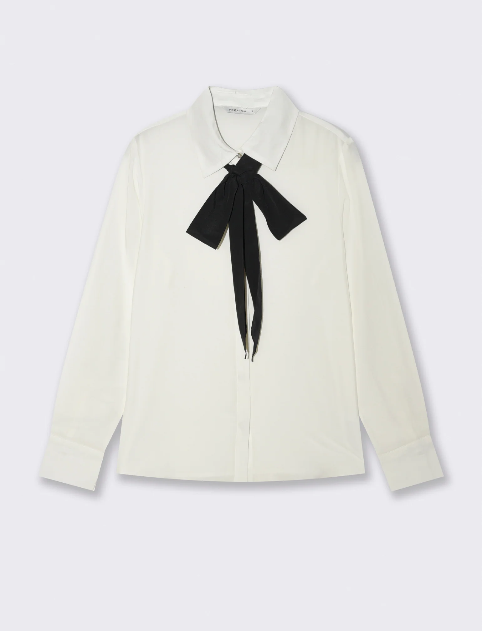 Camicia con fusciacca al collo e maniche lunghe - Bianco