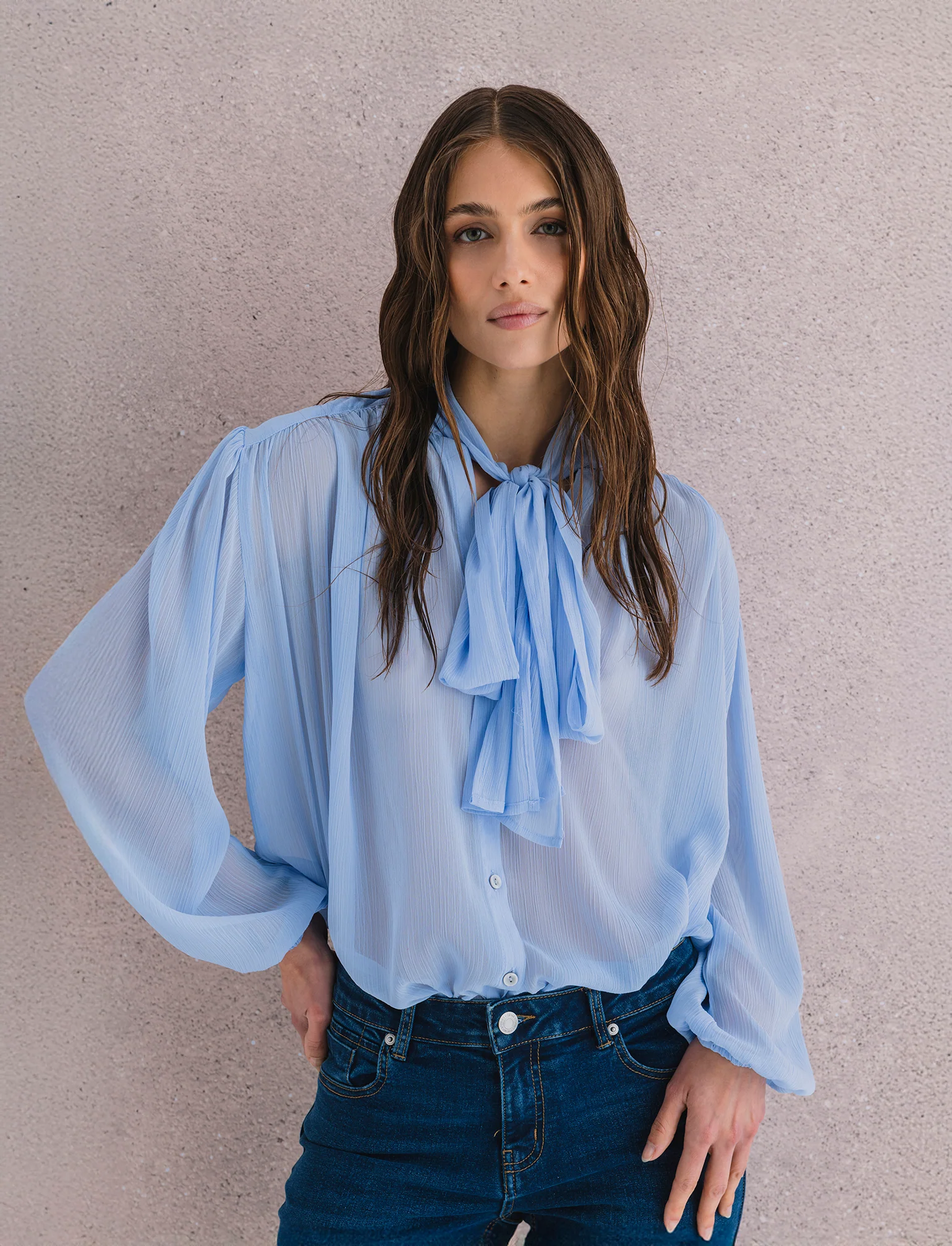 CAMICIA CON FUSCIACCA - Celeste - Image 3