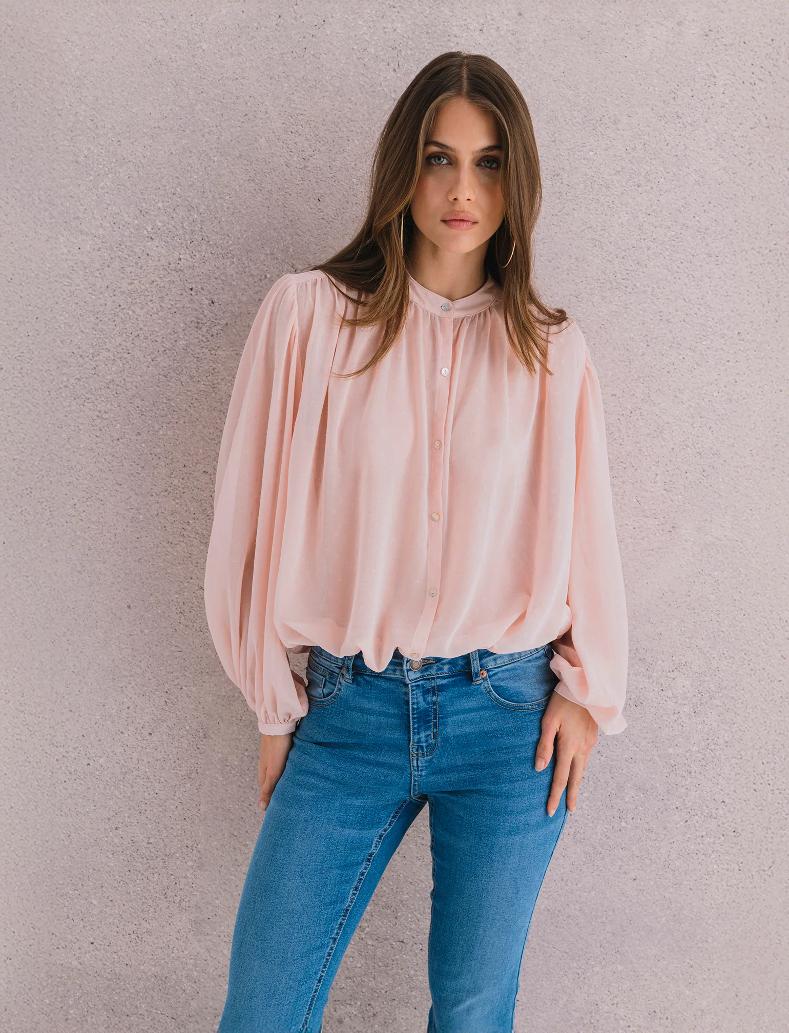 CAMICIA CON MANICA A 3/4 - Rosa chiaro - Image 2