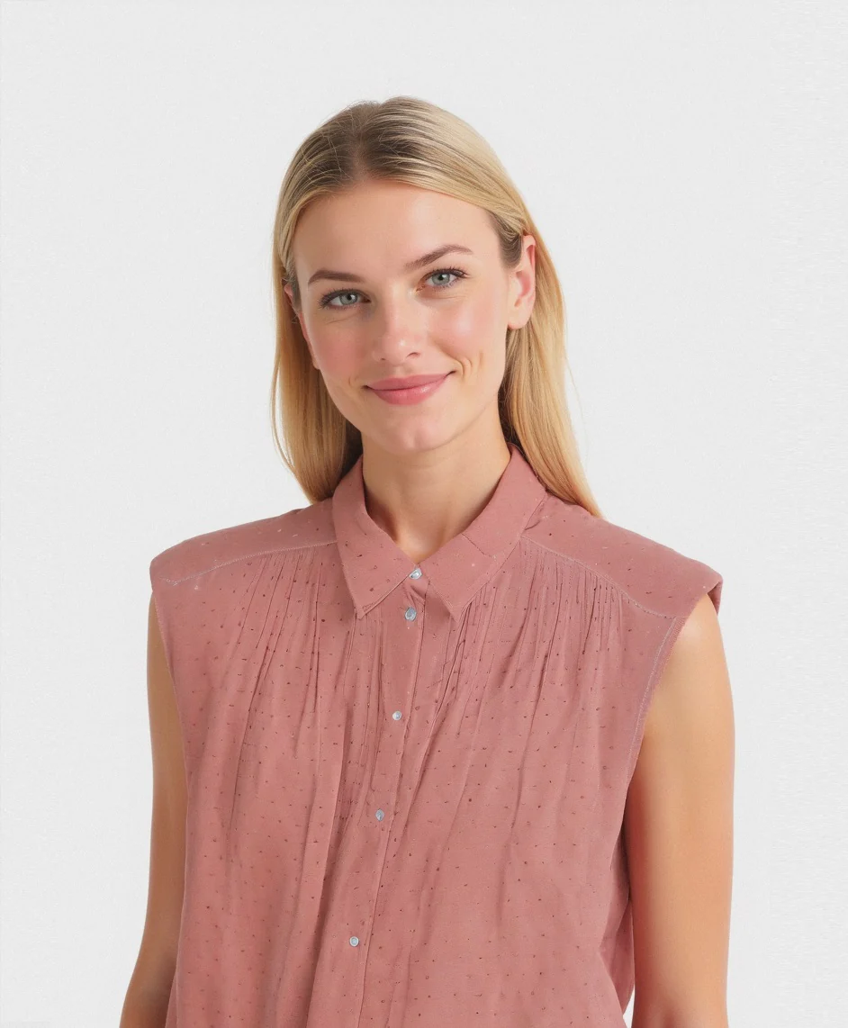 CAMICIA CON MANICHE AD ALETTA - Rosa polvere