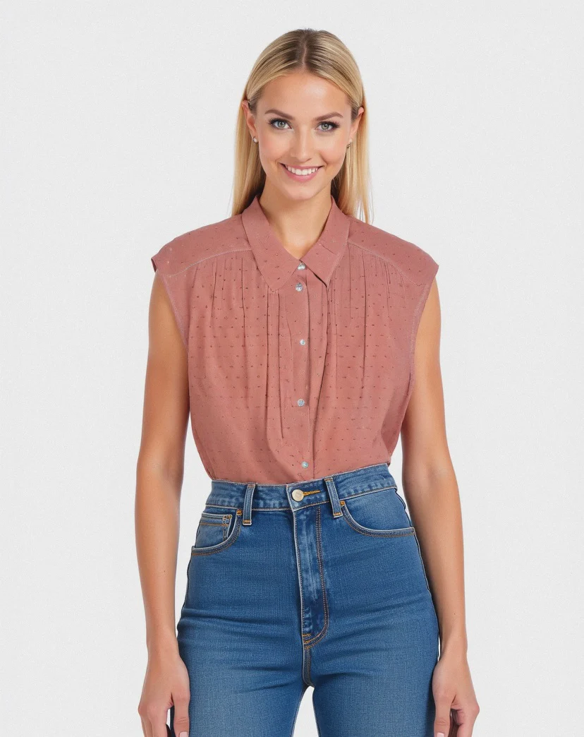 CAMICIA CON MANICHE AD ALETTA - Rosa polvere - Image 3