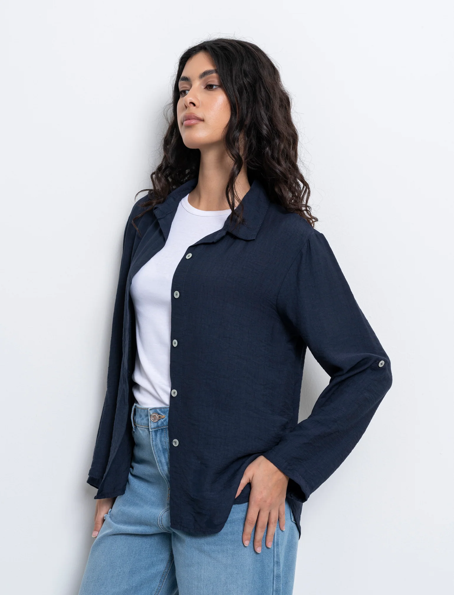 Camicia con nodo al fondo - Blu - Image 2