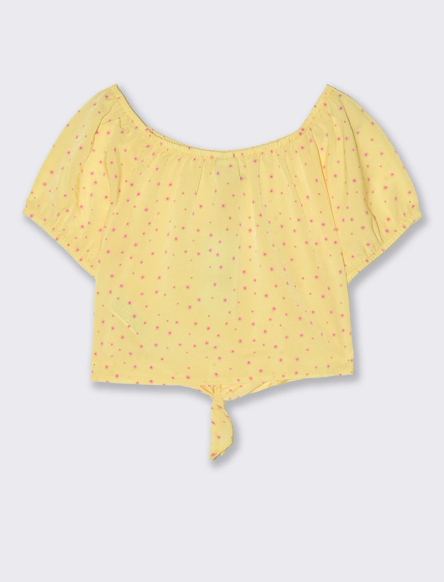 Camicia con nodo da bambina - Giallo - Image 2