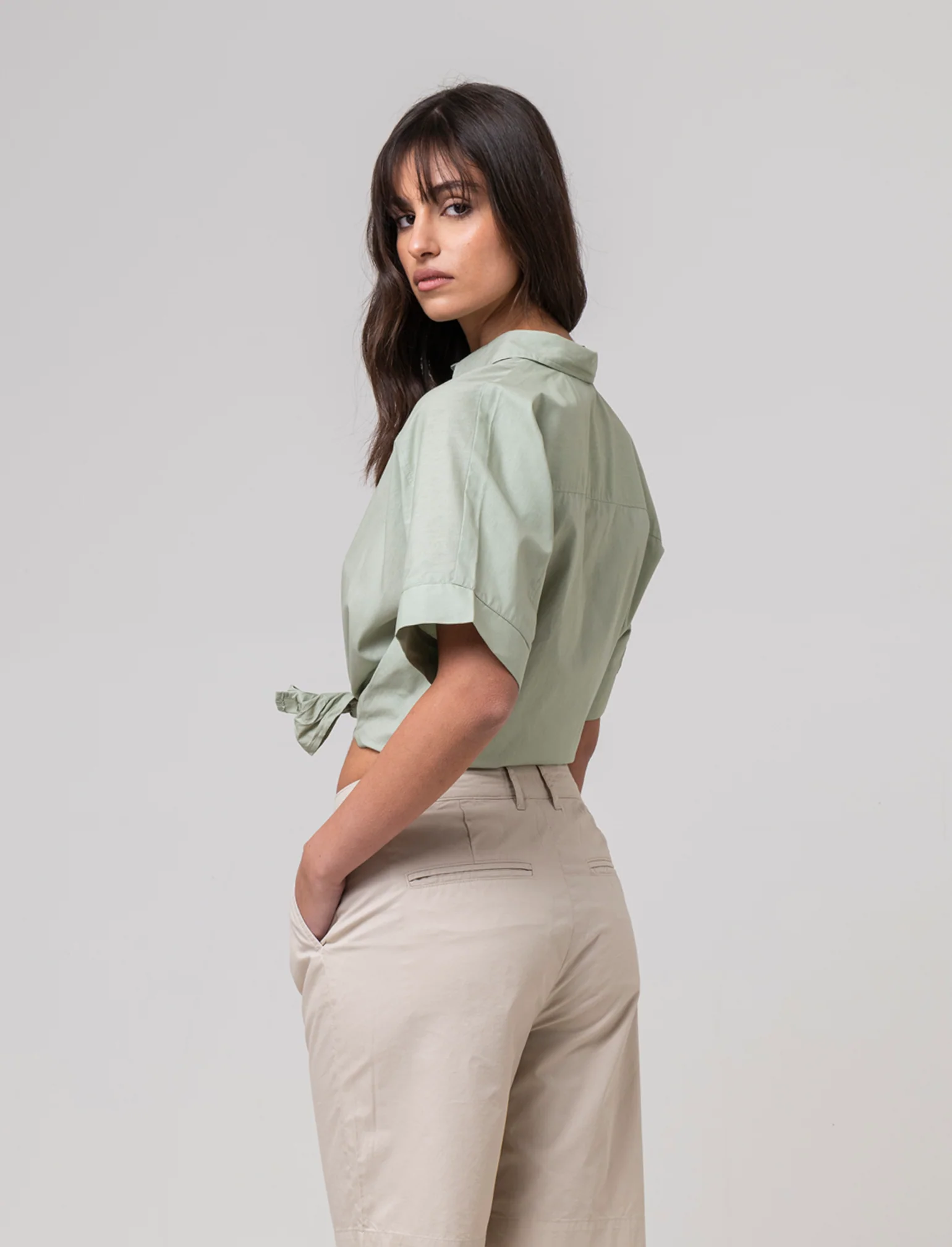 Camicia con nodo da donna - Verdino