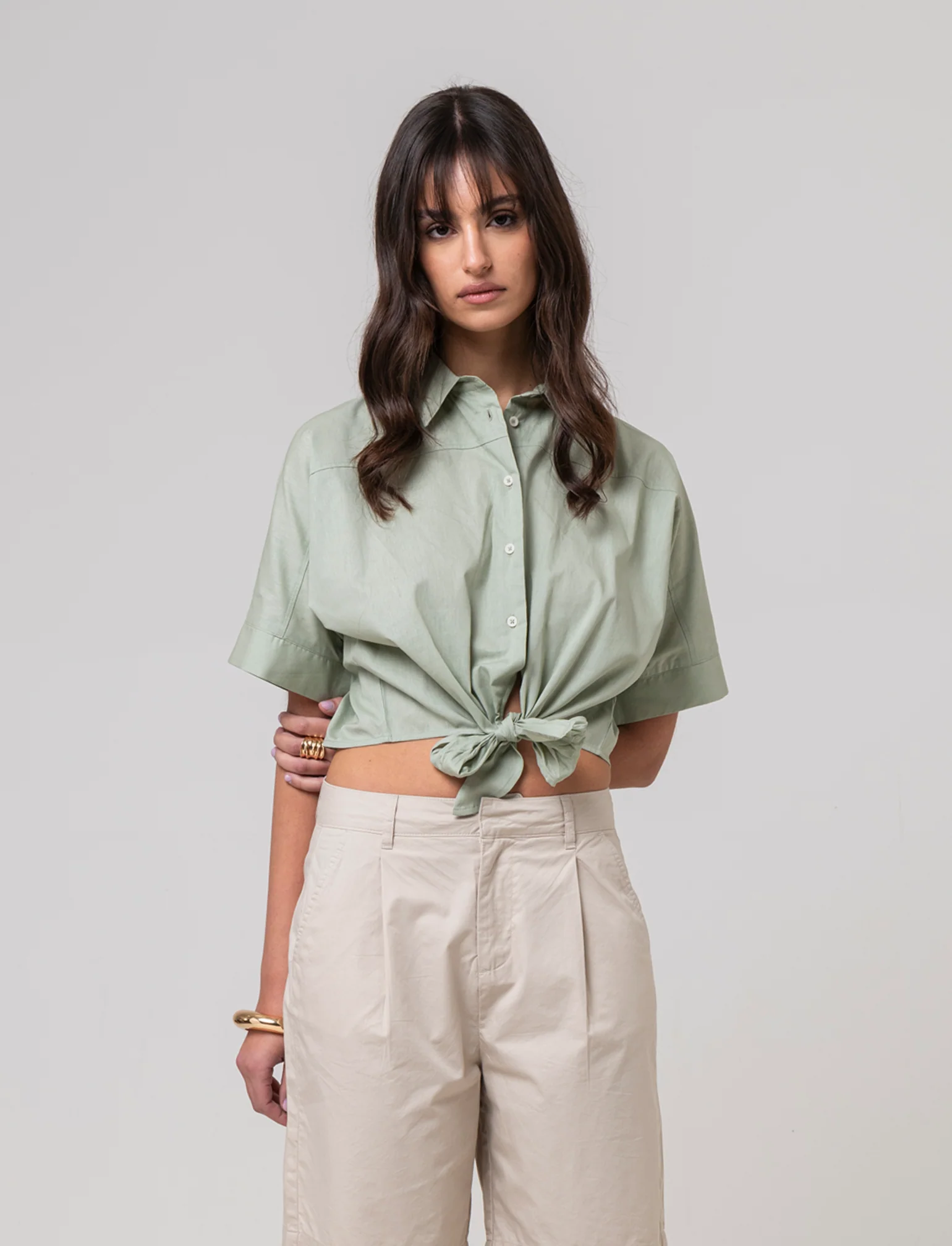 Camicia con nodo da donna - Verdino - Image 3