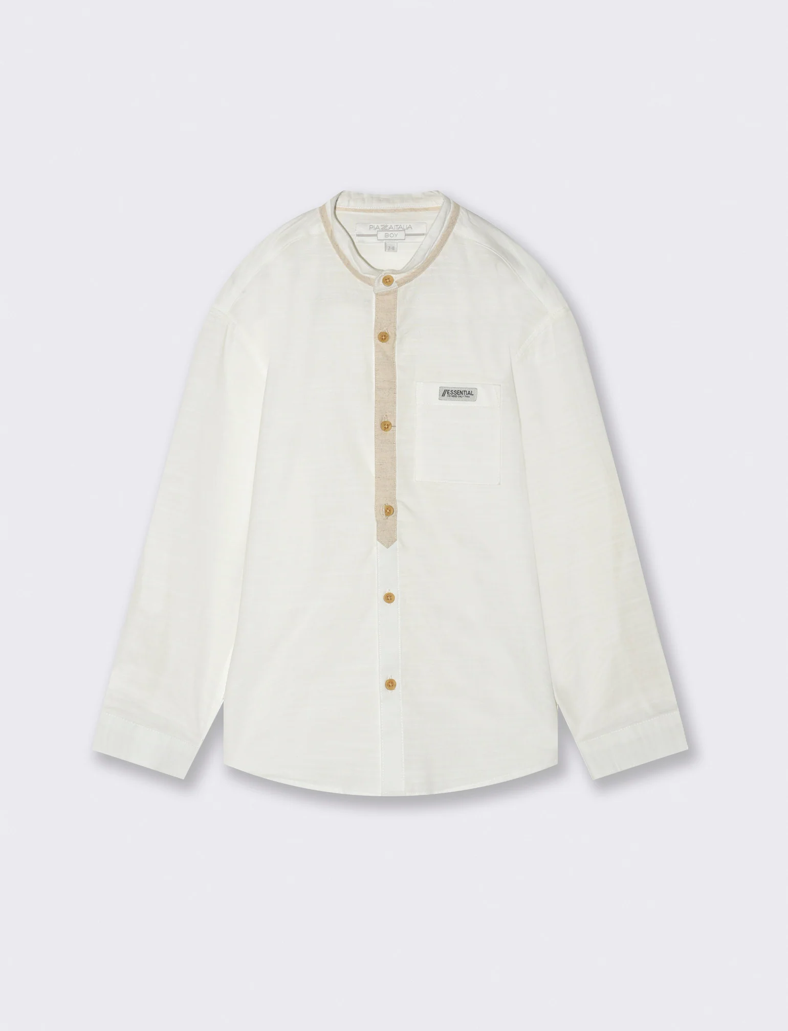 Camicia con profili in misto lino da bambino - Bianco latte - Image 3