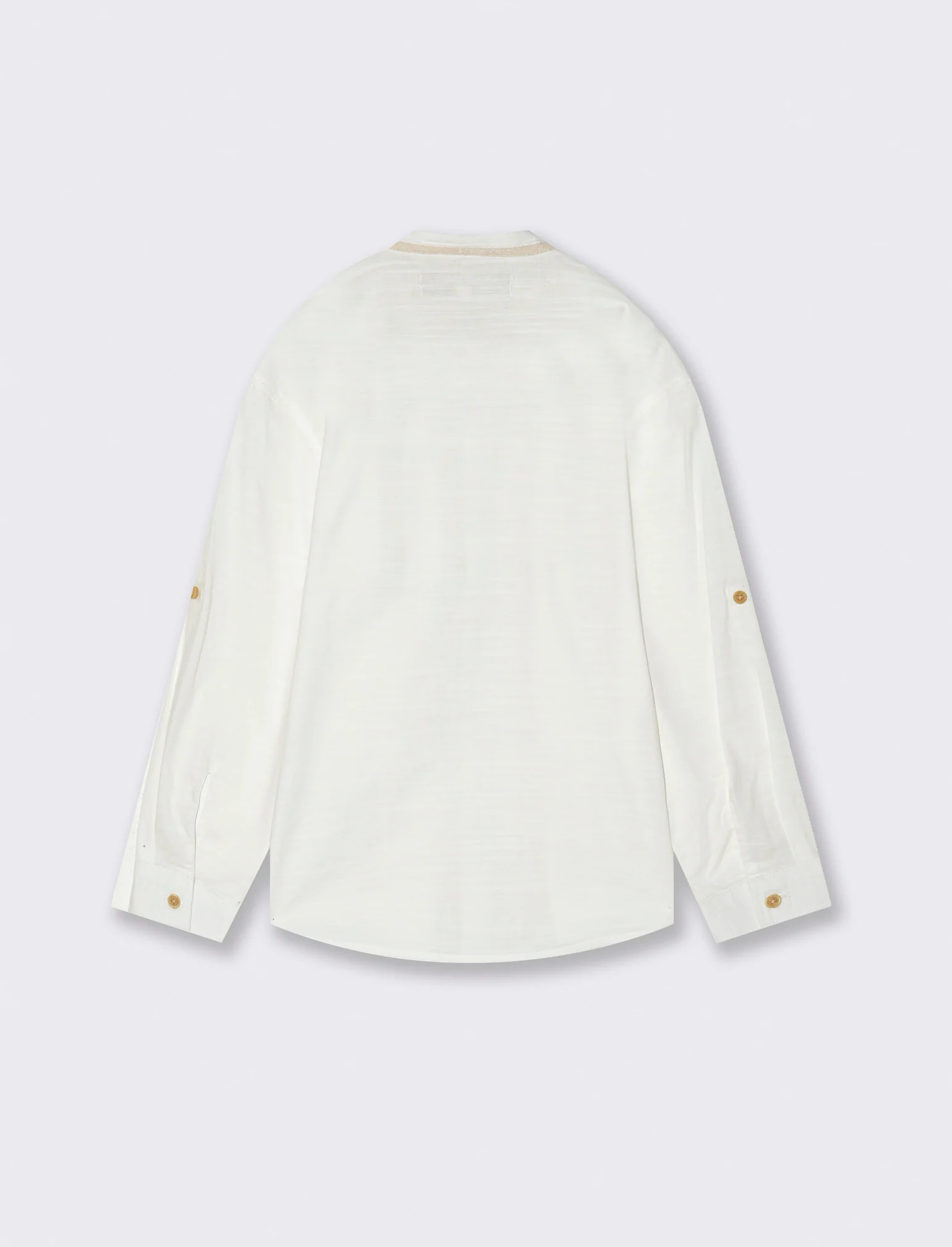 Camicia con profili in misto lino da bambino - Bianco latte - Image 4