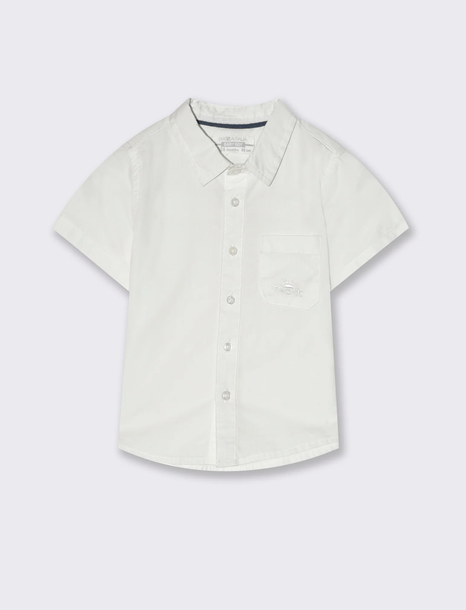Camicia con ricamino da neonato - Bianco