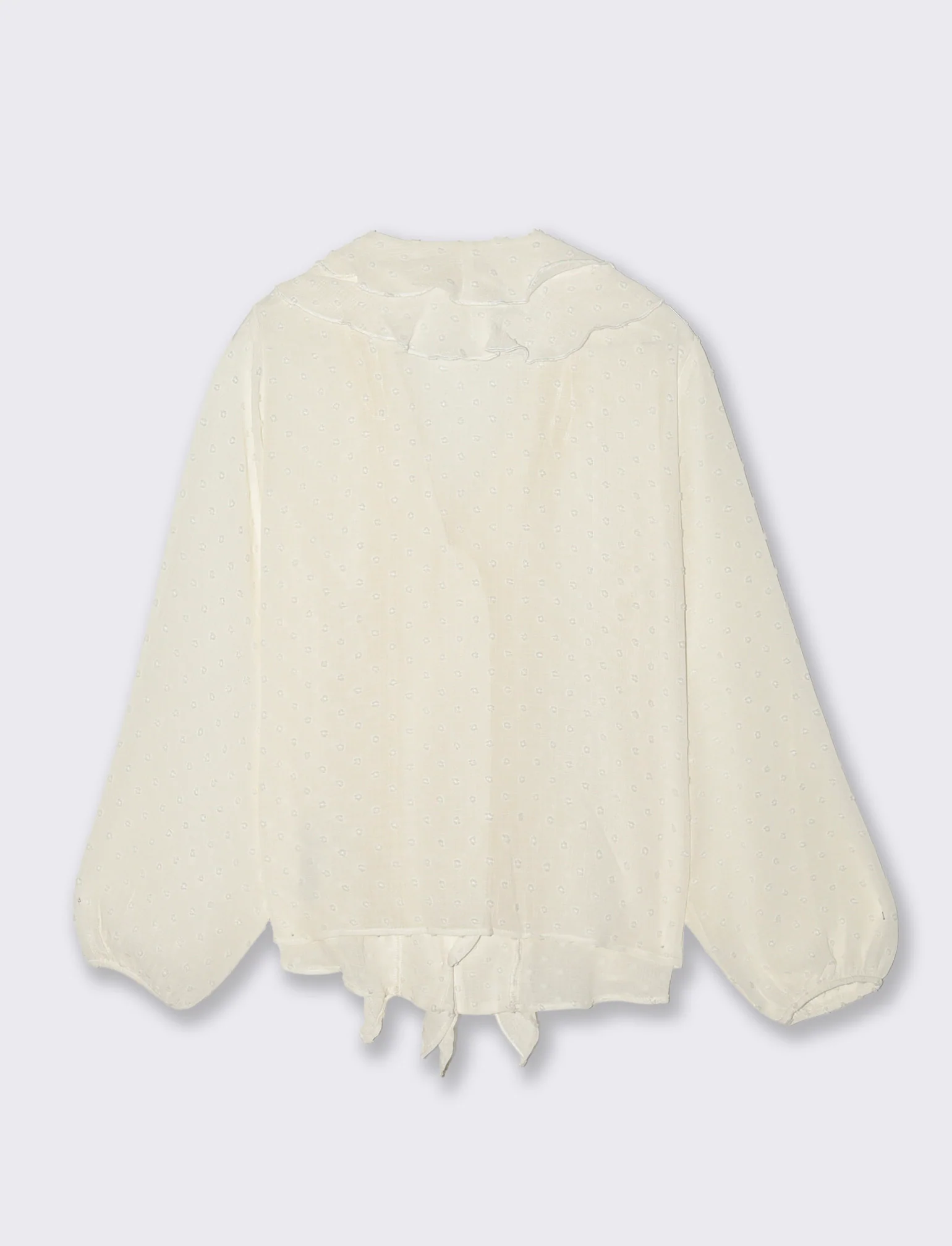 Camicia con scollo a V e rouches - Avorio - Image 4