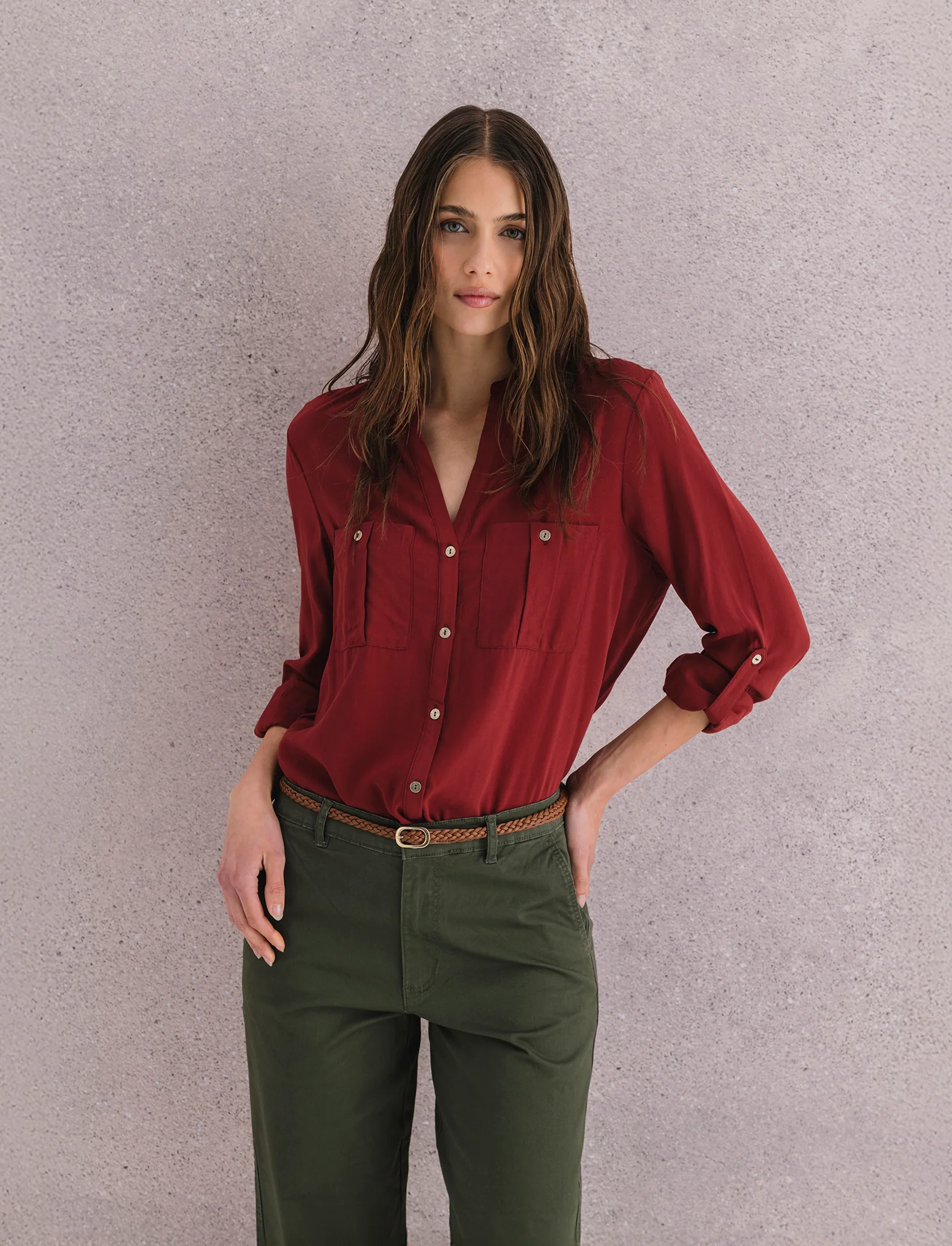 CAMICIA CON TASCHE - Marrone bruciato - Image 3
