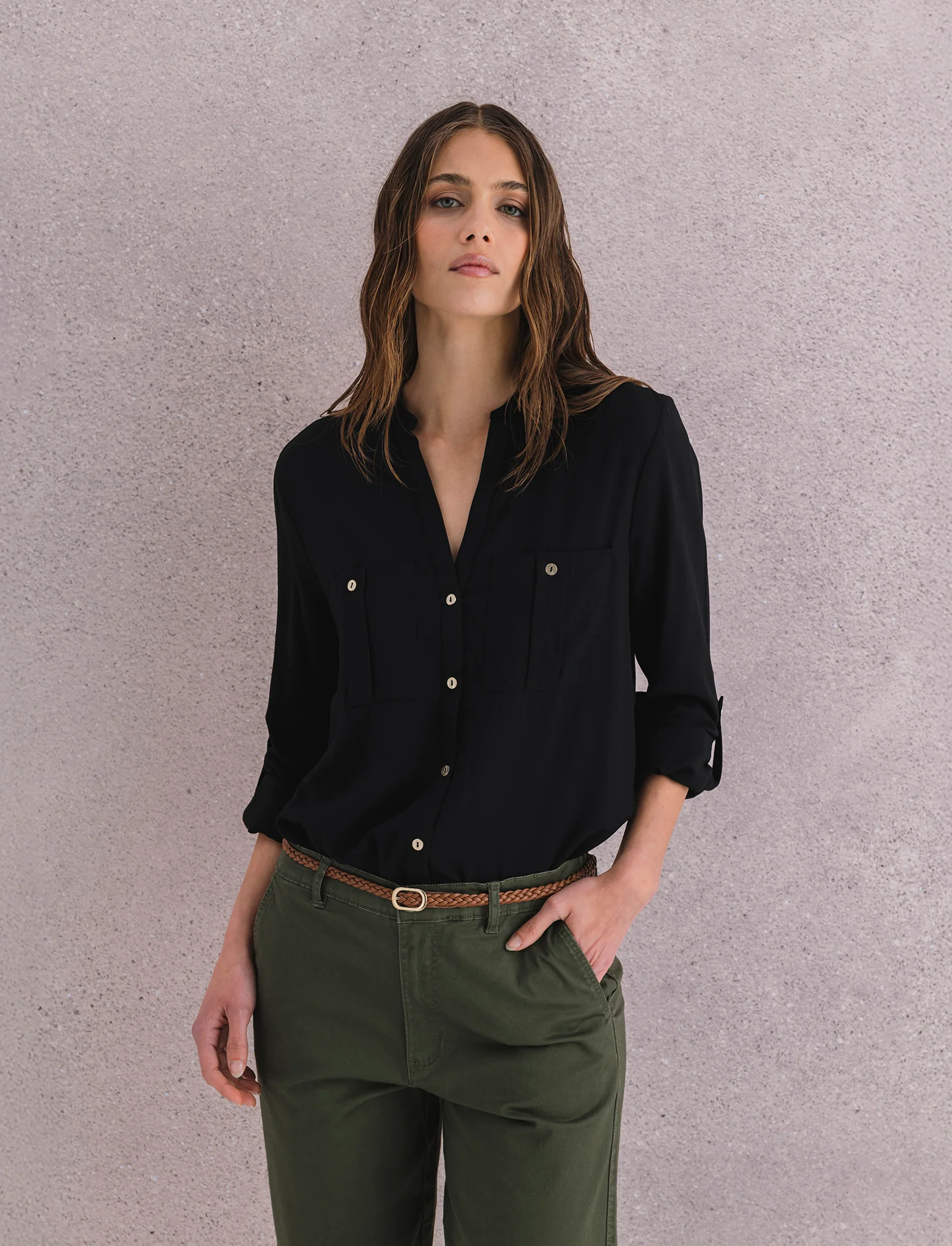 CAMICIA CON TASCHE - Nero - Image 3