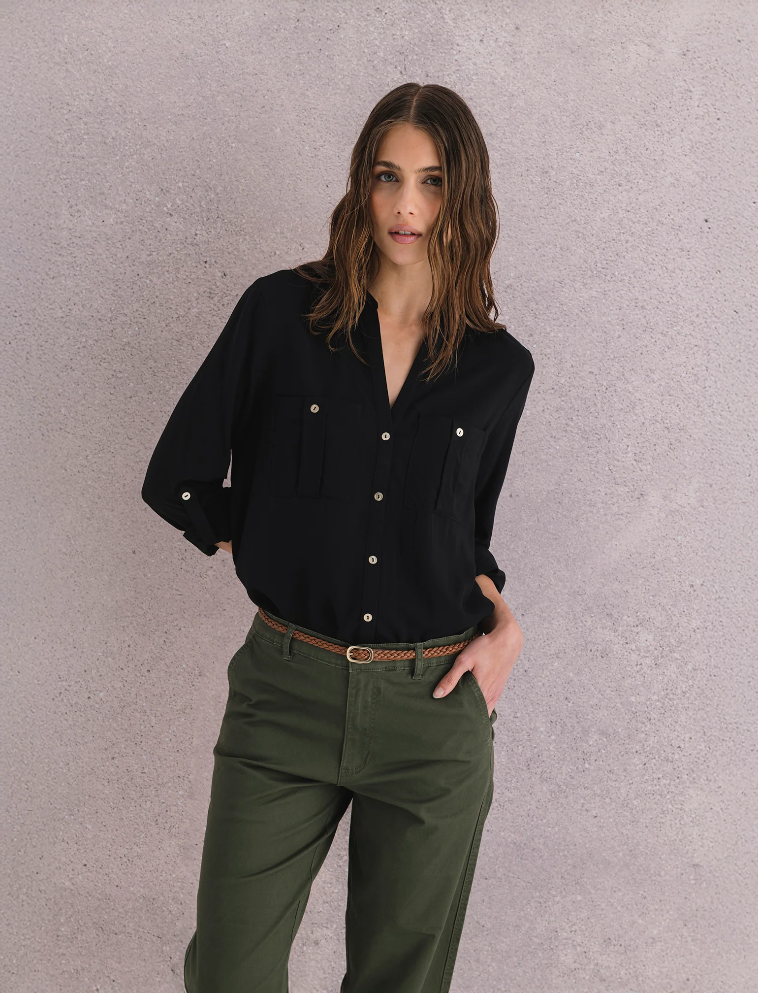 CAMICIA CON TASCHE - Nero - Image 4