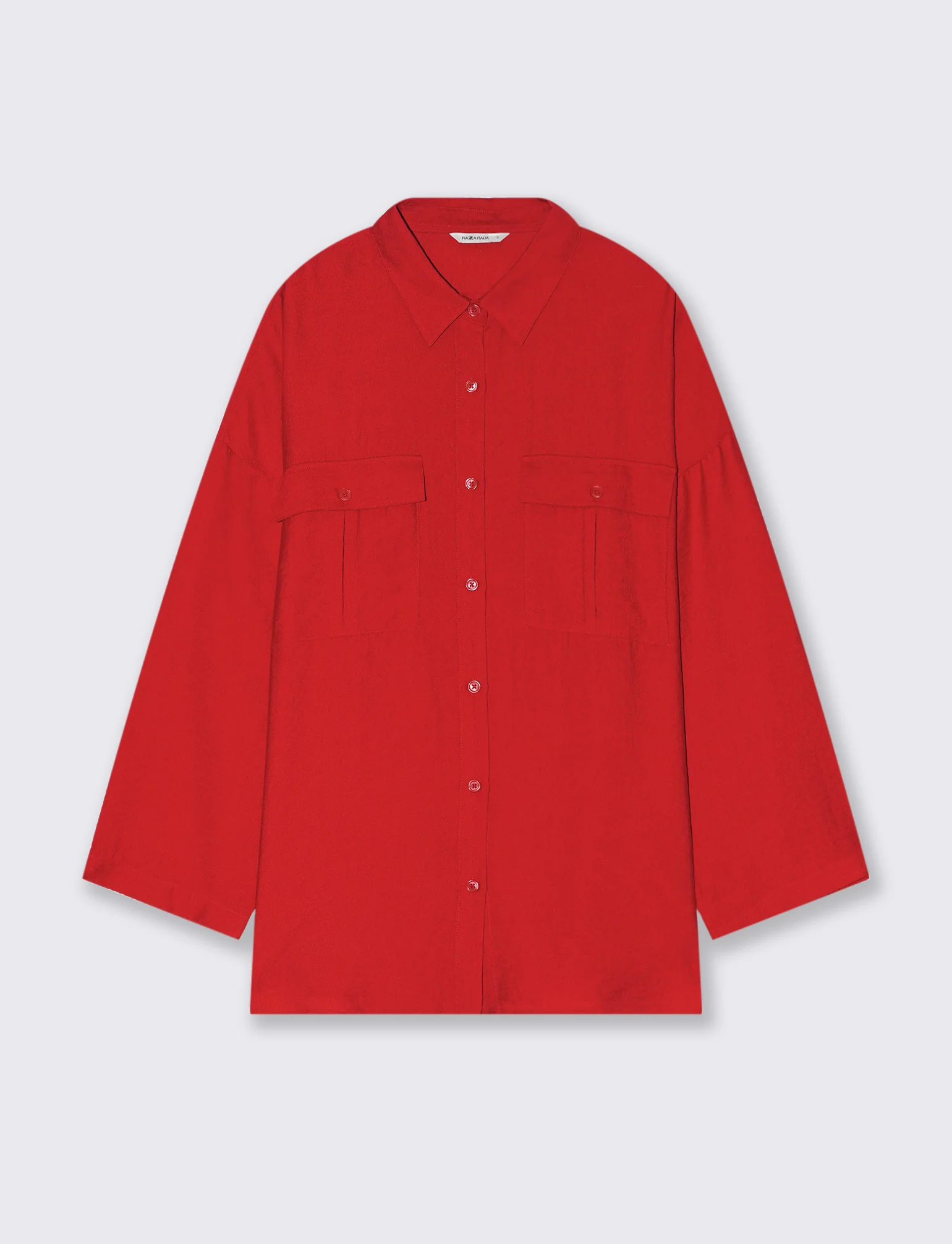 Camicia con tasche sul petto da donna - Rosso scarlatto - Image 4
