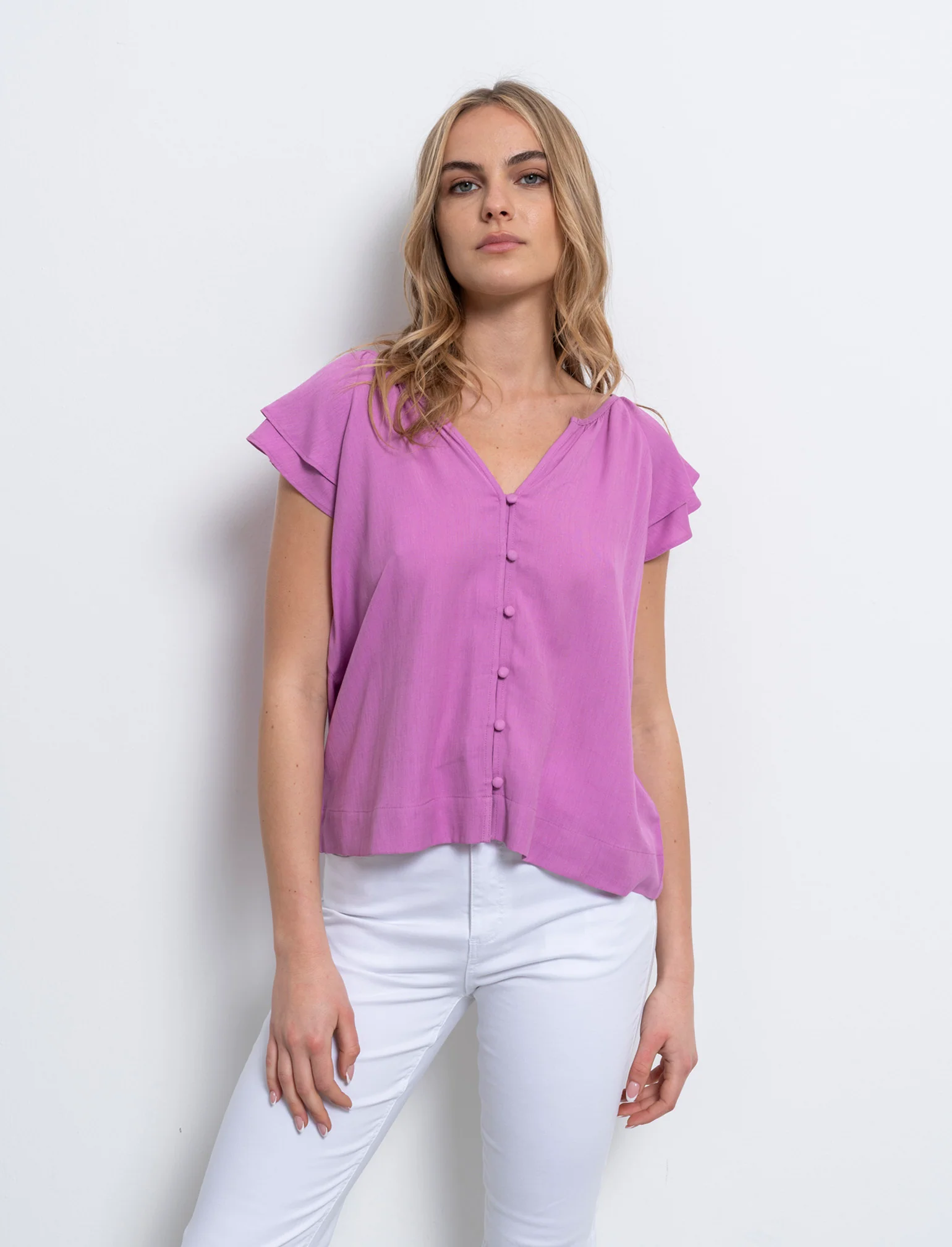 Camicia con volant da donna - BEGONIA - Image 2